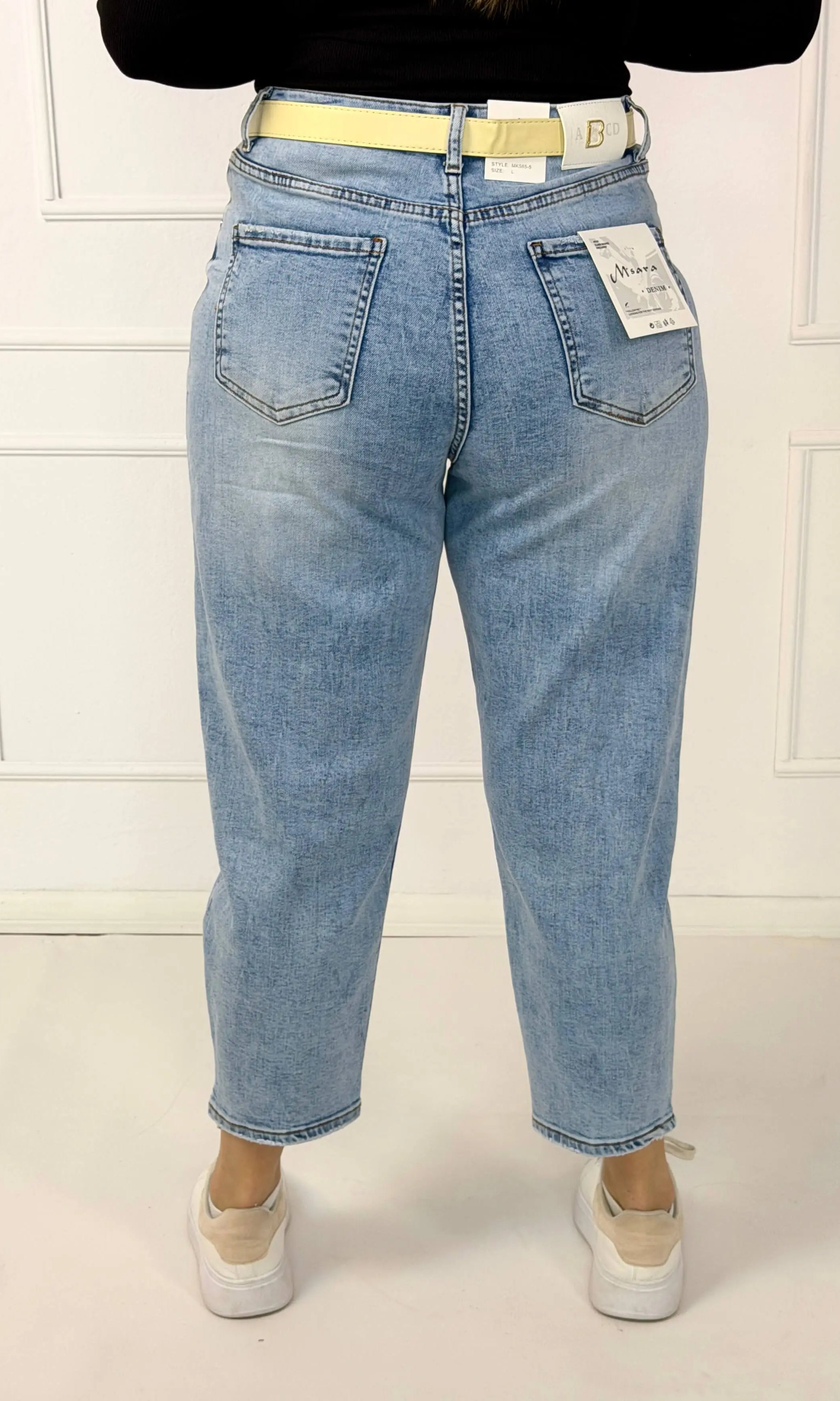 Spodnie jeansowe plus size z wysokim stanem i przetarciami M.Sara Stylowa XL