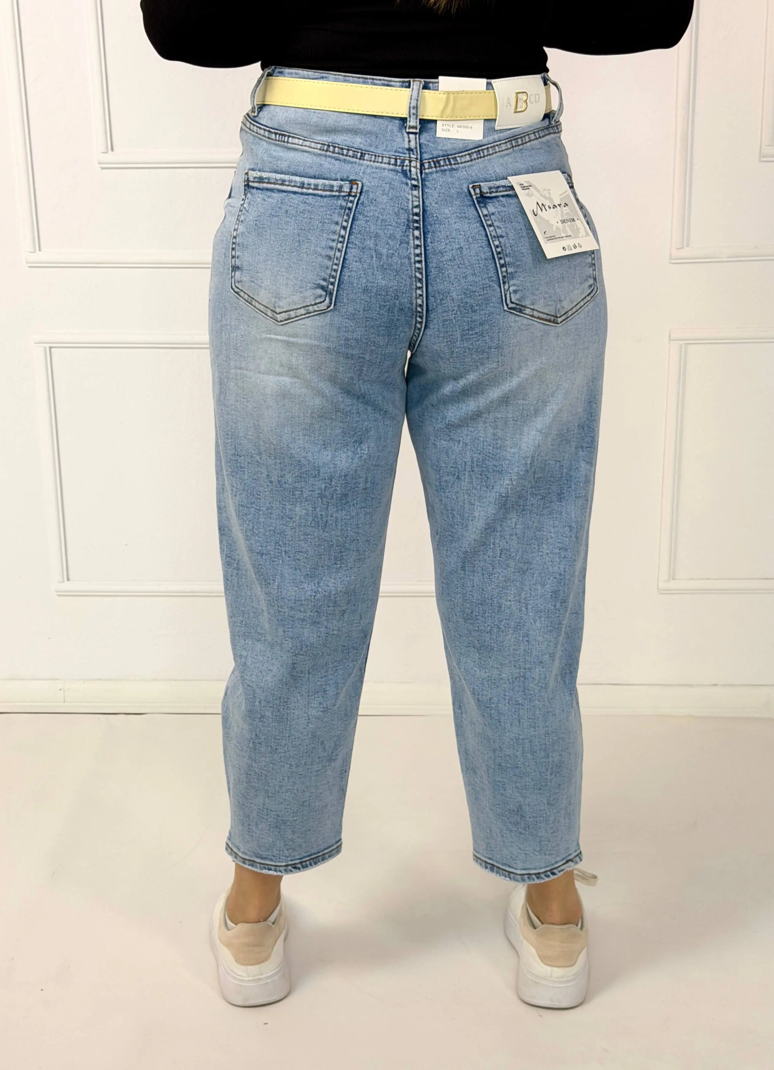 Spodnie jeansowe plus size z wysokim stanem i przetarciami M.Sara Stylowa XL