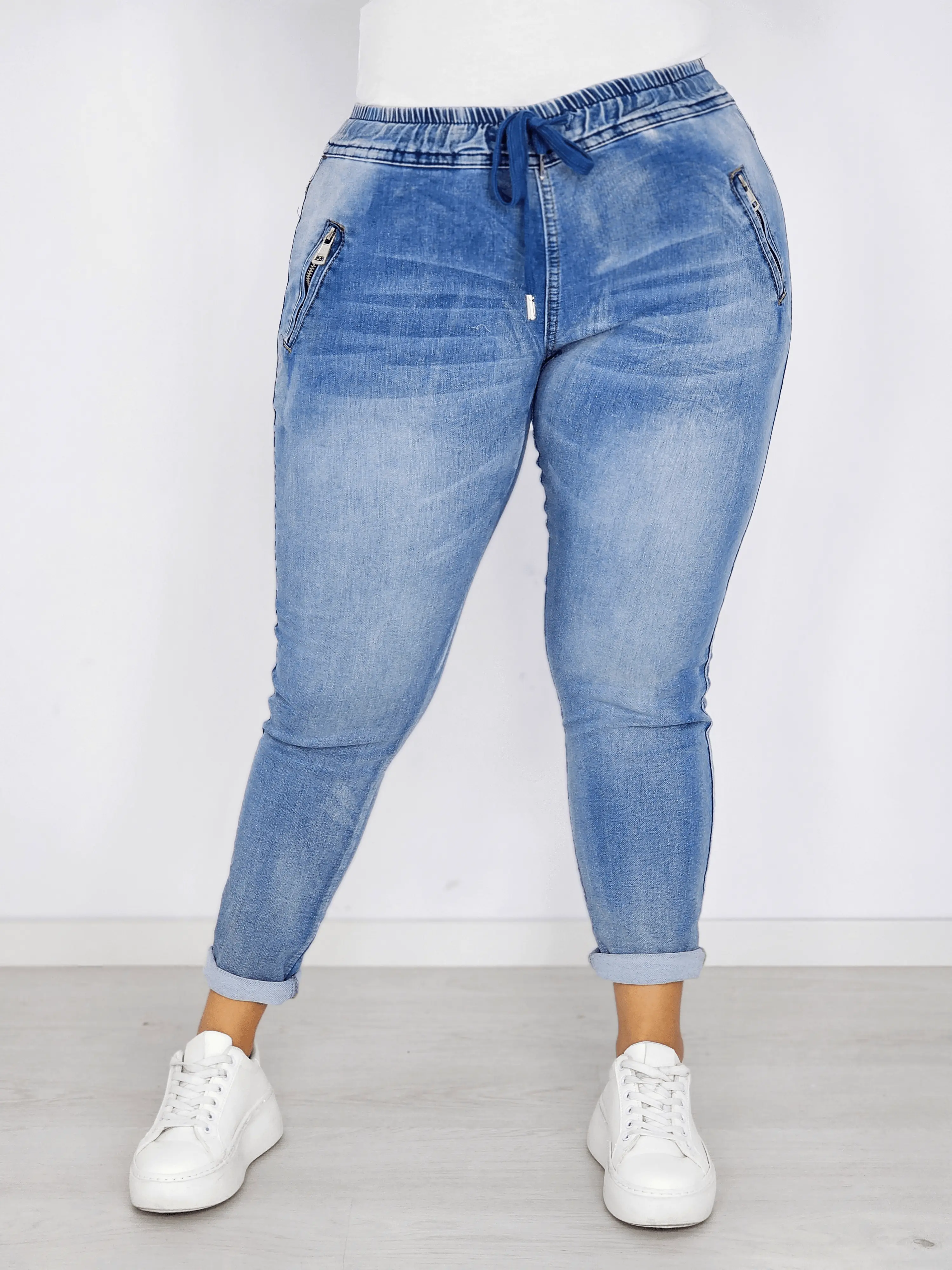 Spodnie jeansowe z kieszeniami zapinanymi na zamek Stylowa XL