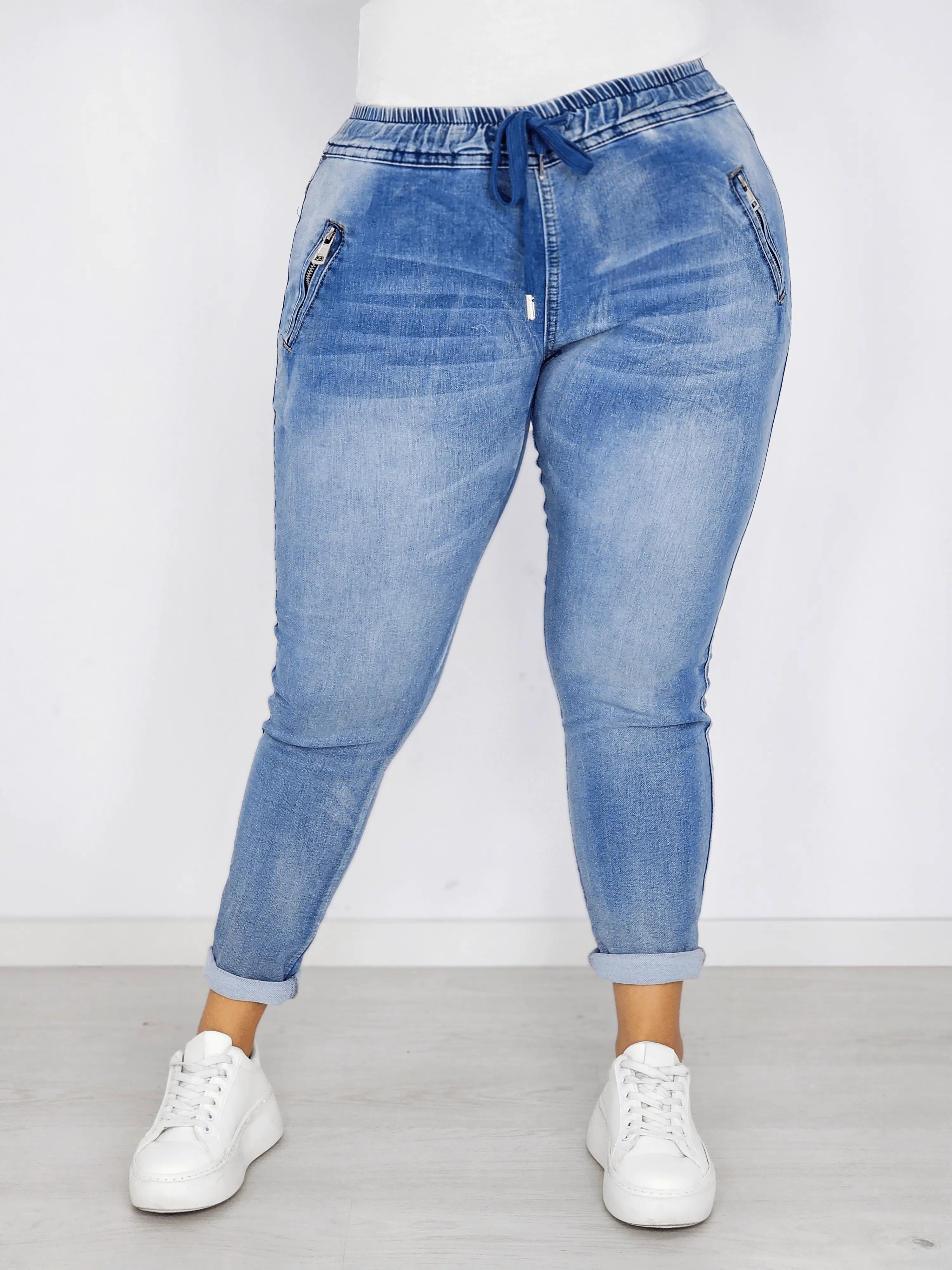 Spodnie jeansowe z kieszeniami zapinanymi na zamek Stylowa XL