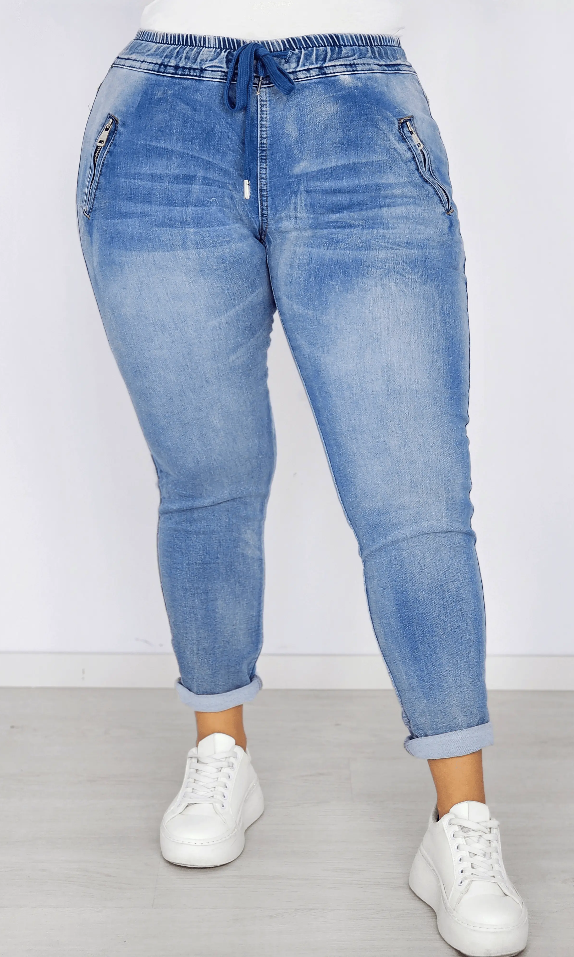 Spodnie jeansowe z kieszeniami zapinanymi na zamek Stylowa XL