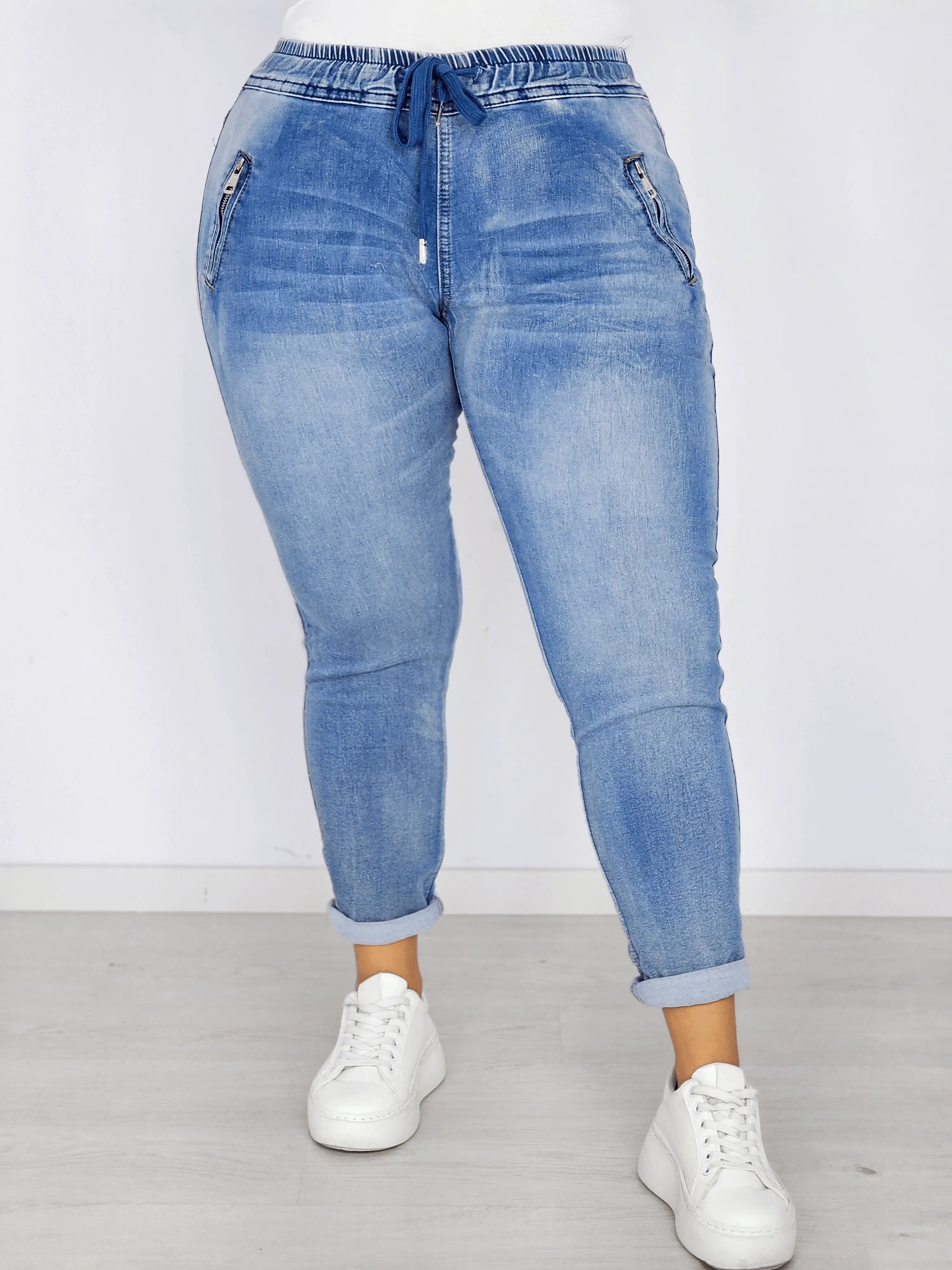 Spodnie jeansowe z kieszeniami zapinanymi na zamek Stylowa XL