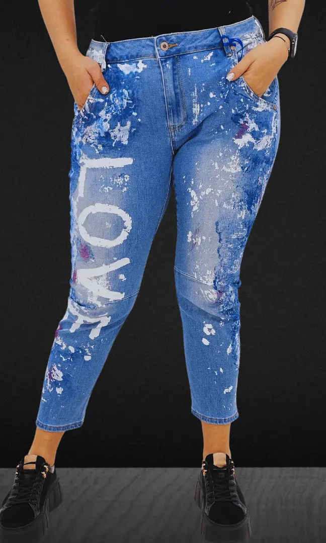 Spodnie jeansowe z napisem "LOVE Stylowa XL