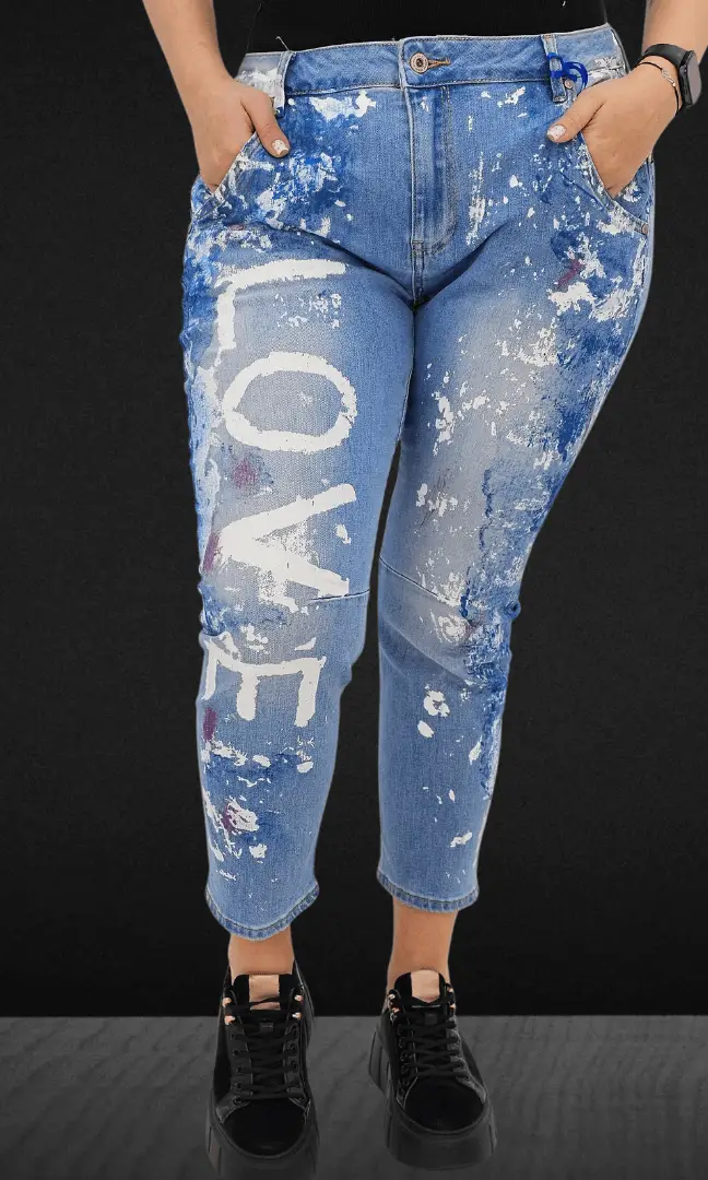 Spodnie jeansowe z napisem "LOVE Stylowa XL