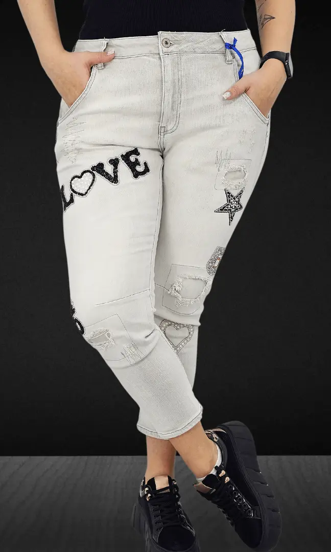 Spodnie jeansowe z napisem "LOVE Stylowa XL