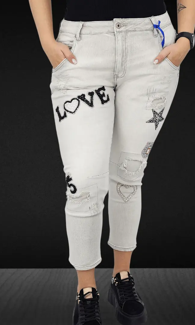 Spodnie jeansowe z napisem "LOVE Stylowa XL