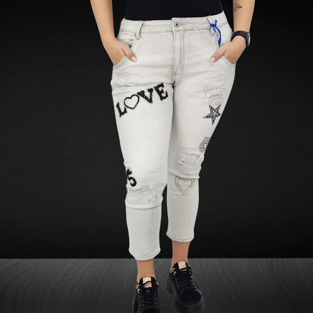 Spodnie jeansowe z napisem "LOVE Stylowa XL