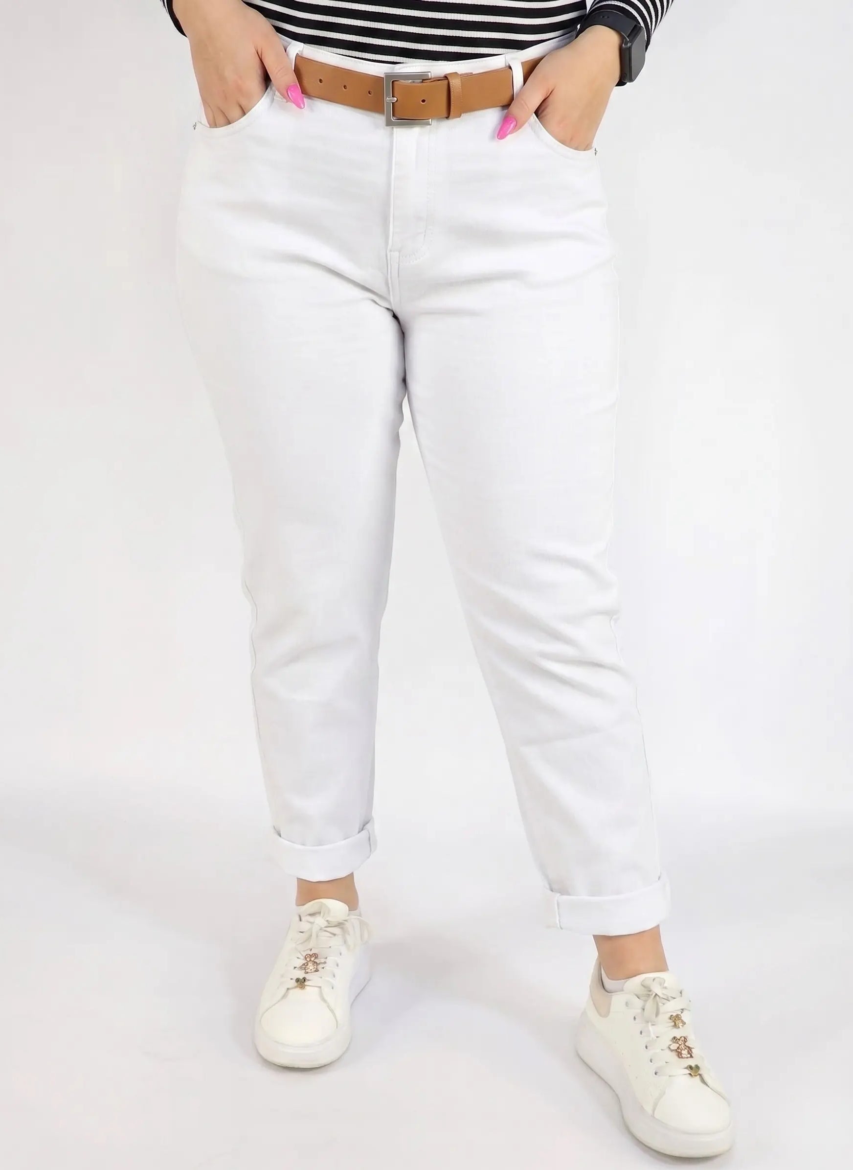 Spodnie plus size białe damskie klasyczne – wygodne spodnie XXL na co dzień i lato Stylowa XL