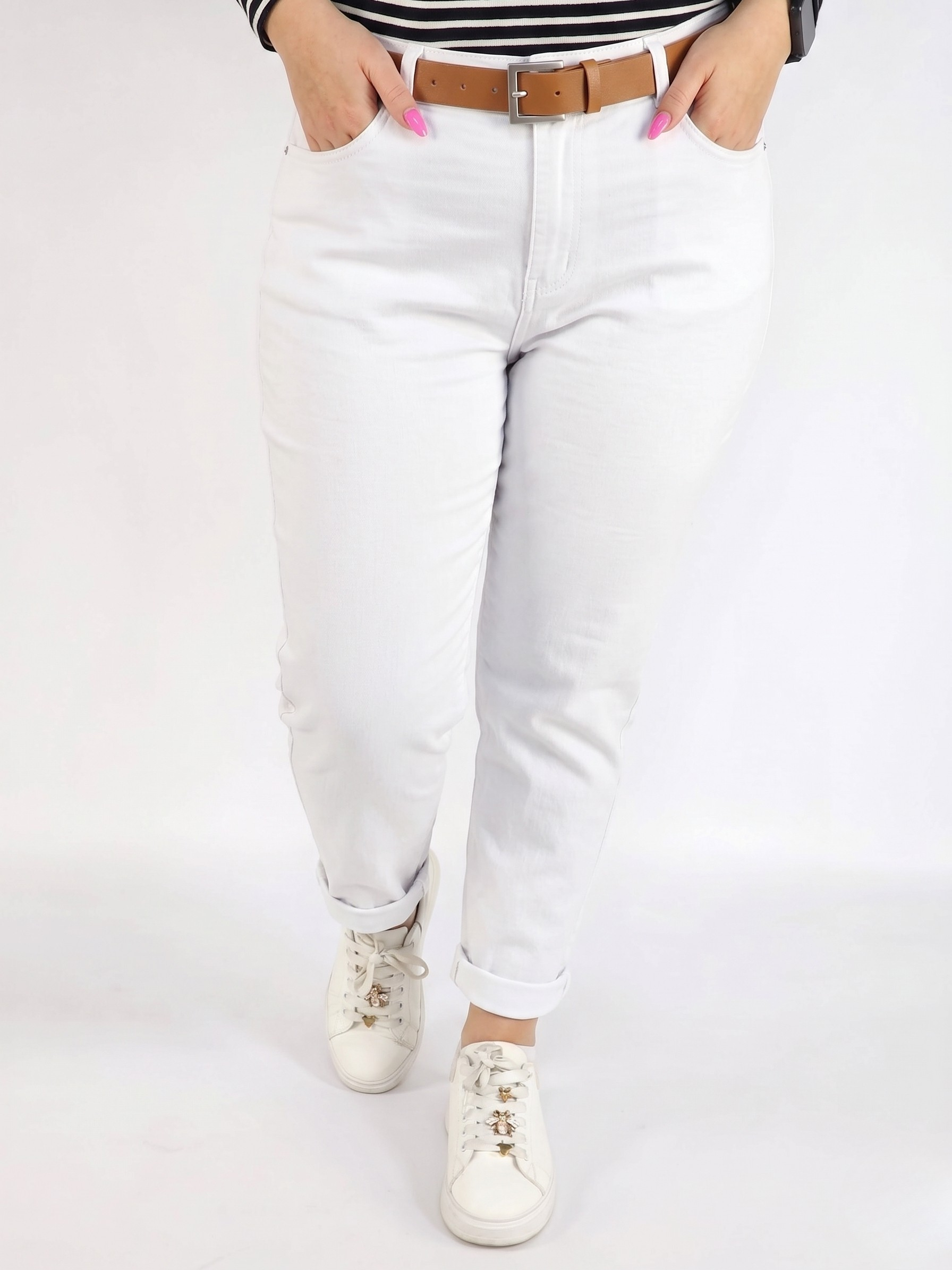 Spodnie plus size białe damskie klasyczne – wygodne spodnie XXL na co dzień i lato Stylowa XL