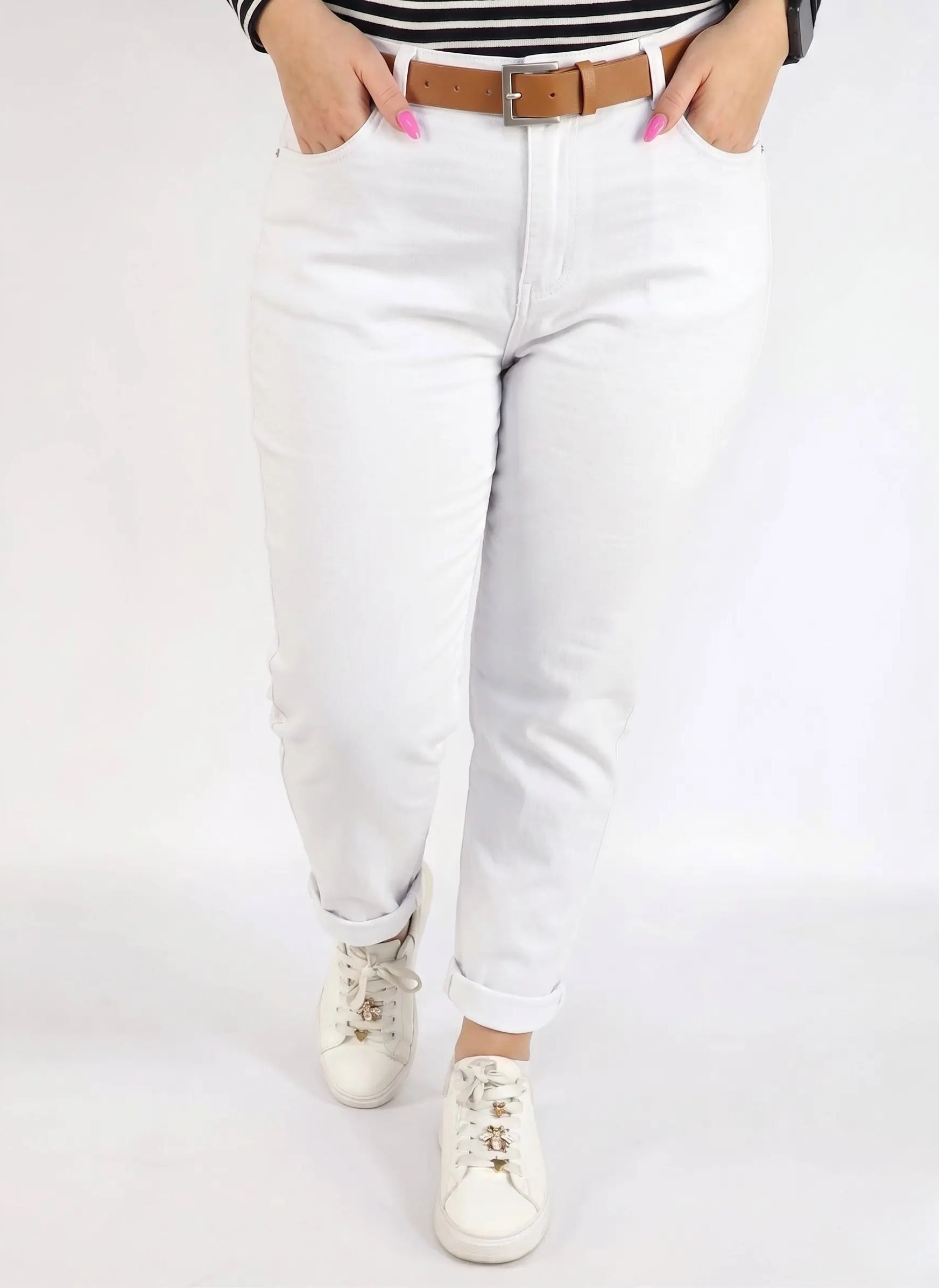 Spodnie plus size białe damskie klasyczne – wygodne spodnie XXL na co dzień i lato Stylowa XL