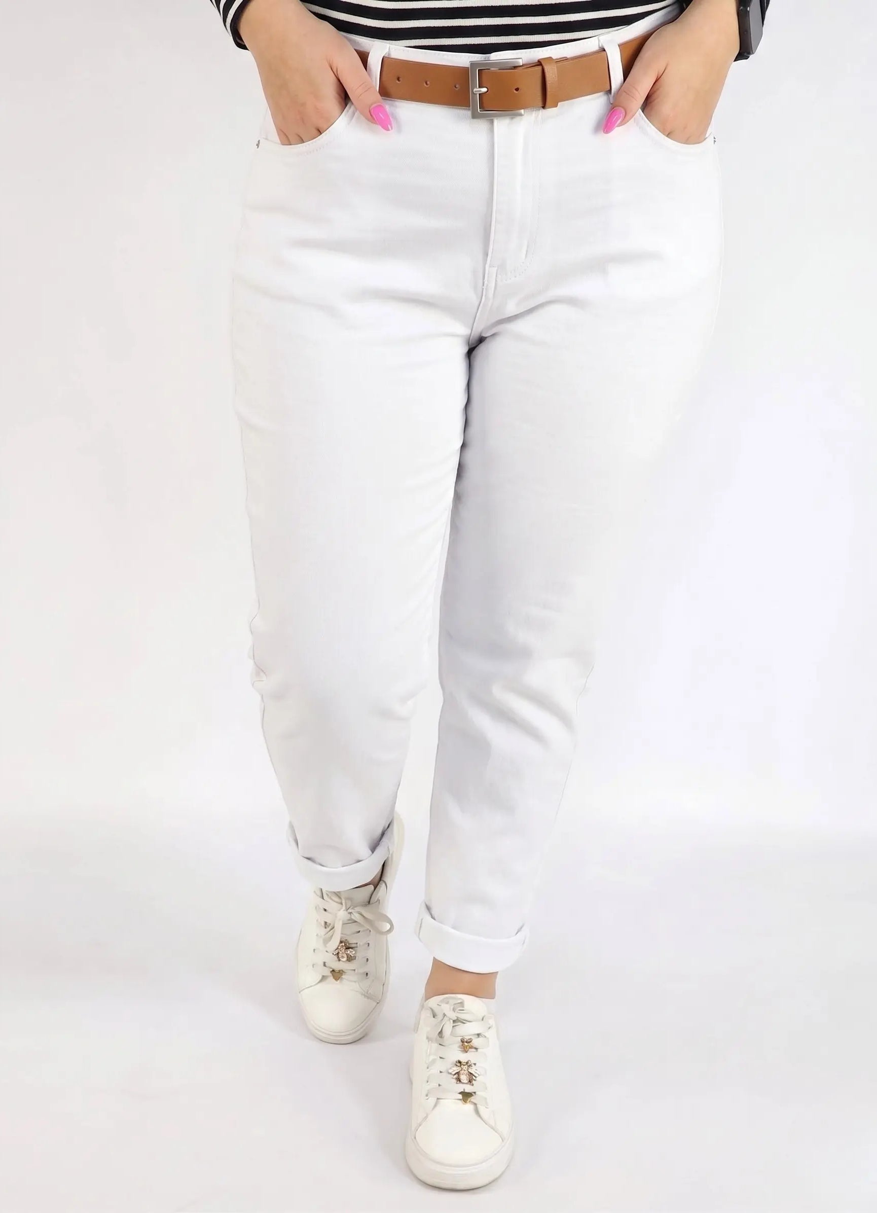 Spodnie plus size białe damskie klasyczne – wygodne spodnie XXL na co dzień i lato Stylowa XL