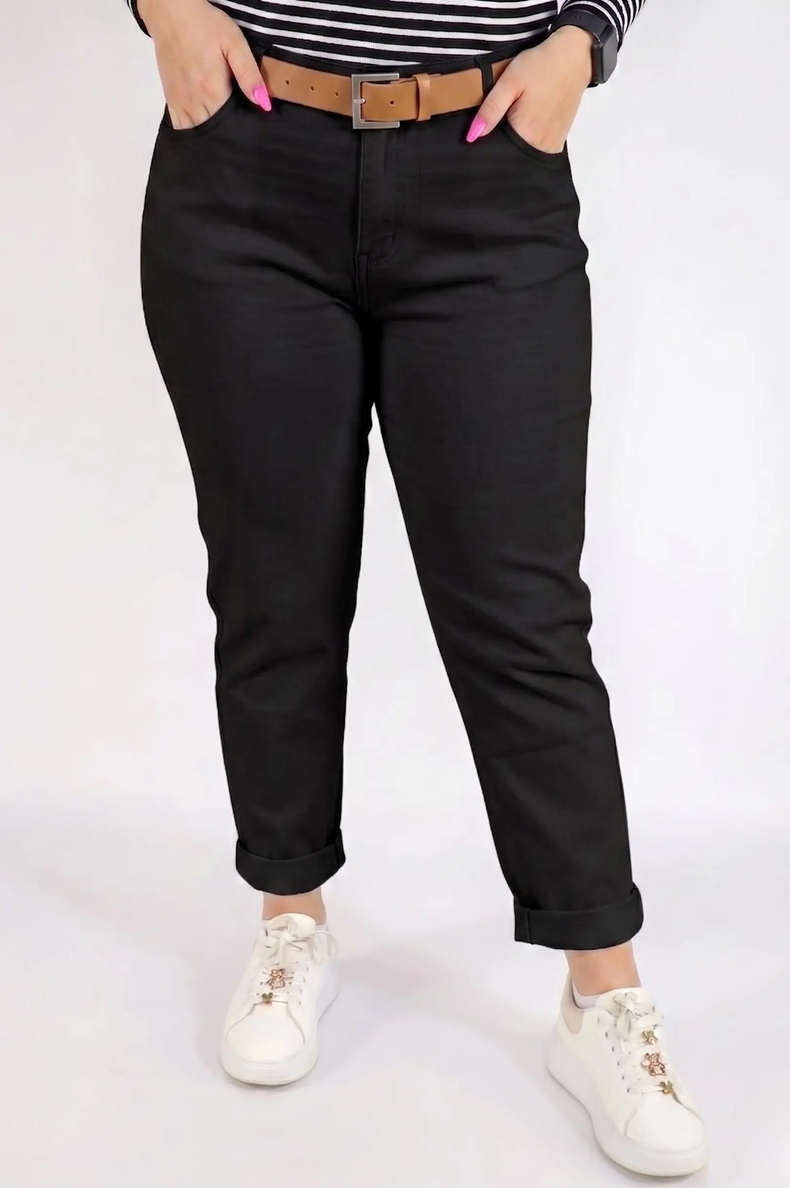 Spodnie plus size czarne damskie klasyczne – wygodne spodnie XXL z wysokim komfortem noszenia Stylowa XL