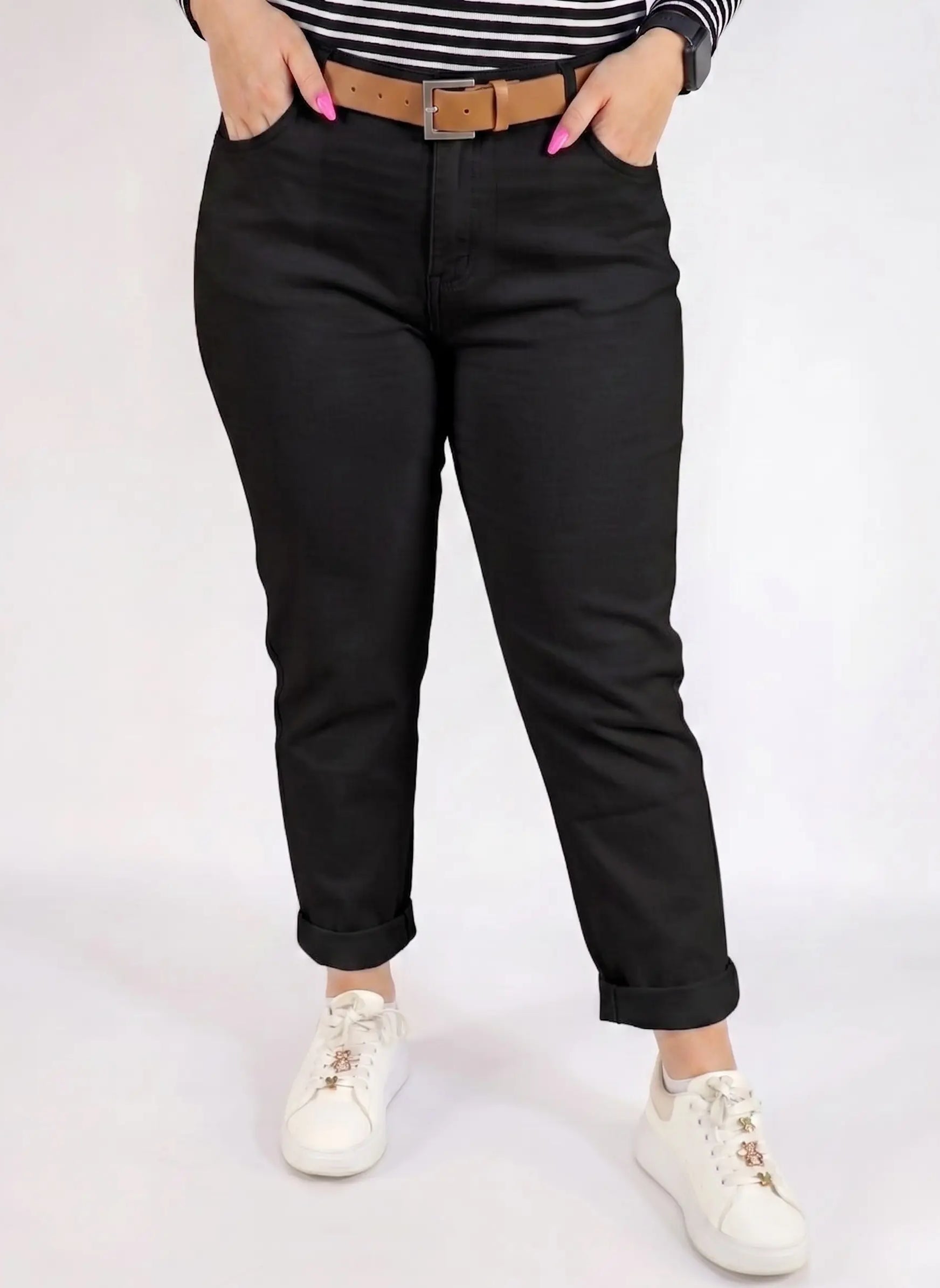 Spodnie plus size czarne damskie klasyczne – wygodne spodnie XXL z wysokim komfortem noszenia Stylowa XL