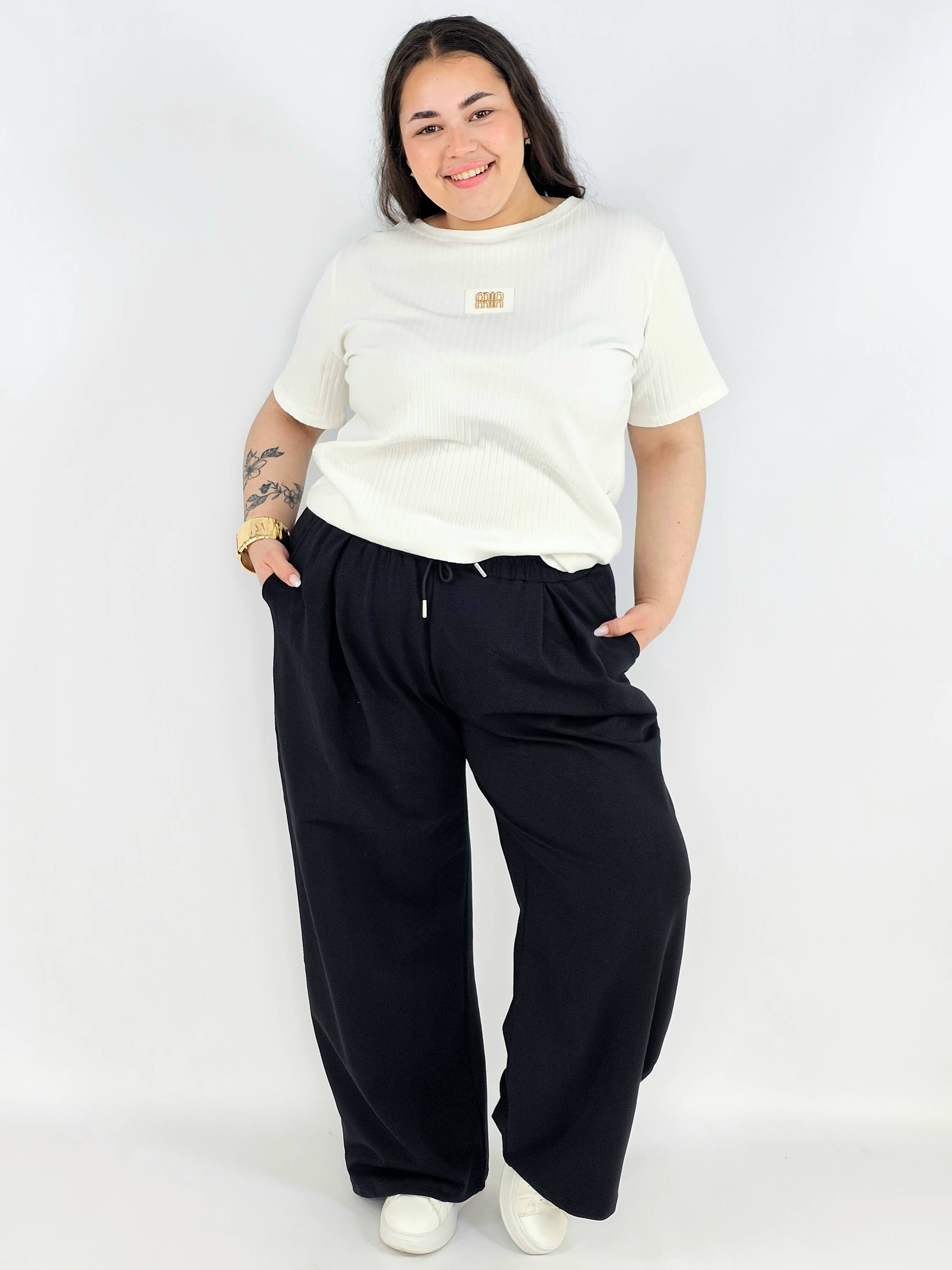 Spodnie plus size szerokie – wygodne spodnie XXL z gumką w pasie Stylowa XL