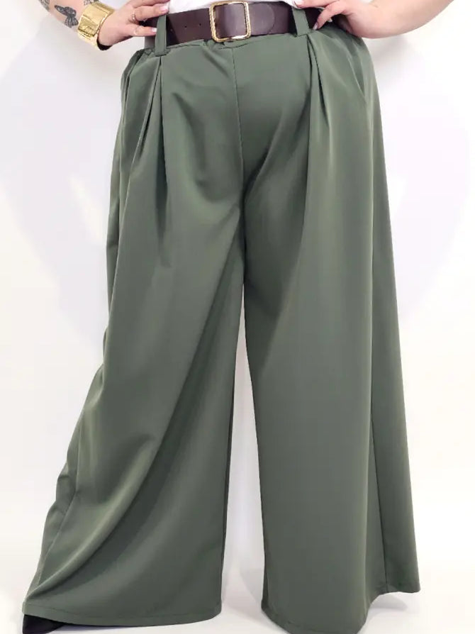 Spodnie plus size szerokie palazzo z wysokim stanem – eleganckie spodnie XXL Stylowa XL