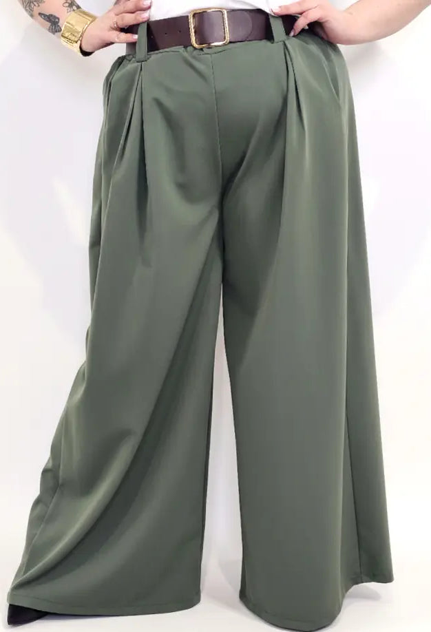 Spodnie plus size szerokie palazzo z wysokim stanem – eleganckie spodnie XXL Stylowa XL