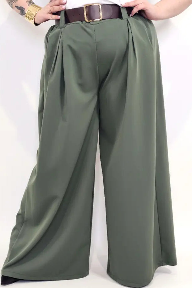 Spodnie plus size szerokie palazzo z wysokim stanem – eleganckie spodnie XXL Stylowa XL