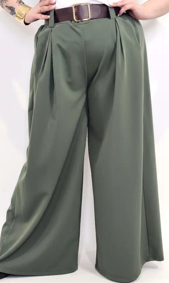 Spodnie plus size szerokie palazzo z wysokim stanem – eleganckie spodnie XXL Stylowa XL