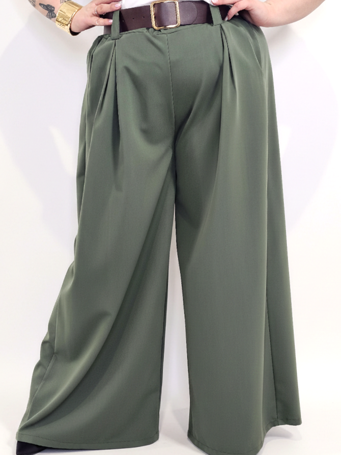 Spodnie plus size szerokie palazzo z wysokim stanem – eleganckie spodnie XXL Stylowa XL