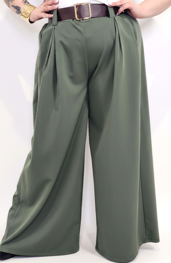 Spodnie plus size szerokie palazzo z wysokim stanem – eleganckie spodnie XXL Stylowa XL