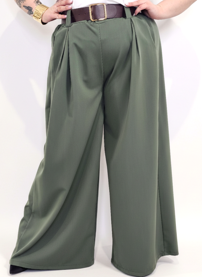 Spodnie plus size szerokie palazzo z wysokim stanem – eleganckie spodnie XXL Stylowa XL