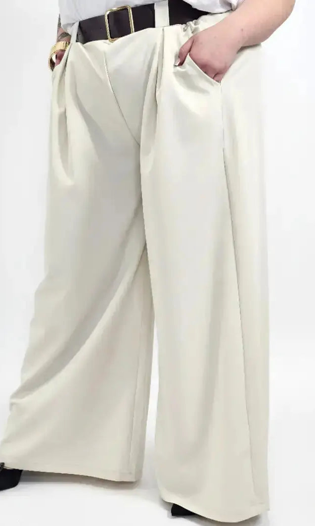 Spodnie plus size szerokie palazzo z wysokim stanem – eleganckie spodnie XXL w 3 kolorach Stylowa XL