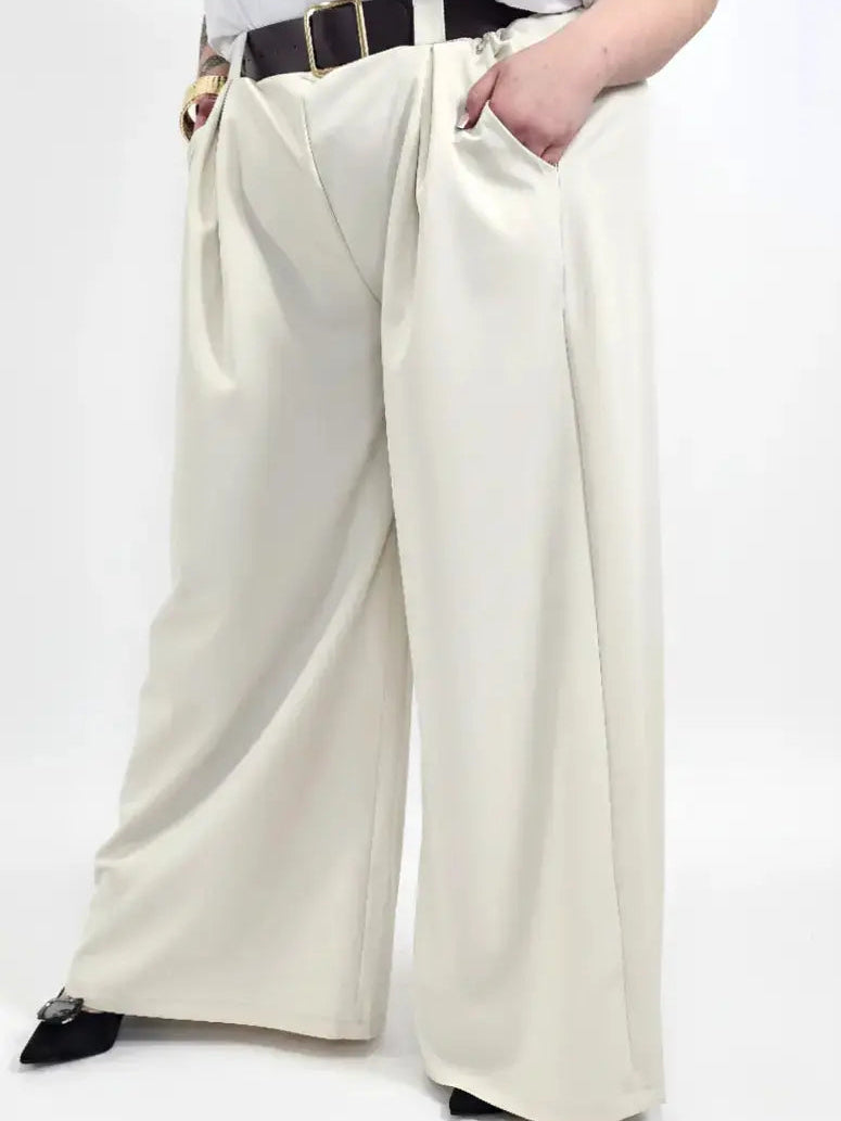 Spodnie plus size szerokie palazzo z wysokim stanem – eleganckie spodnie XXL w 3 kolorach Stylowa XL