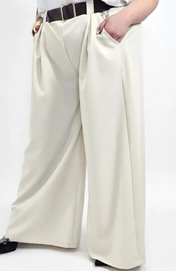 Spodnie plus size szerokie palazzo z wysokim stanem – eleganckie spodnie XXL w 3 kolorach Stylowa XL