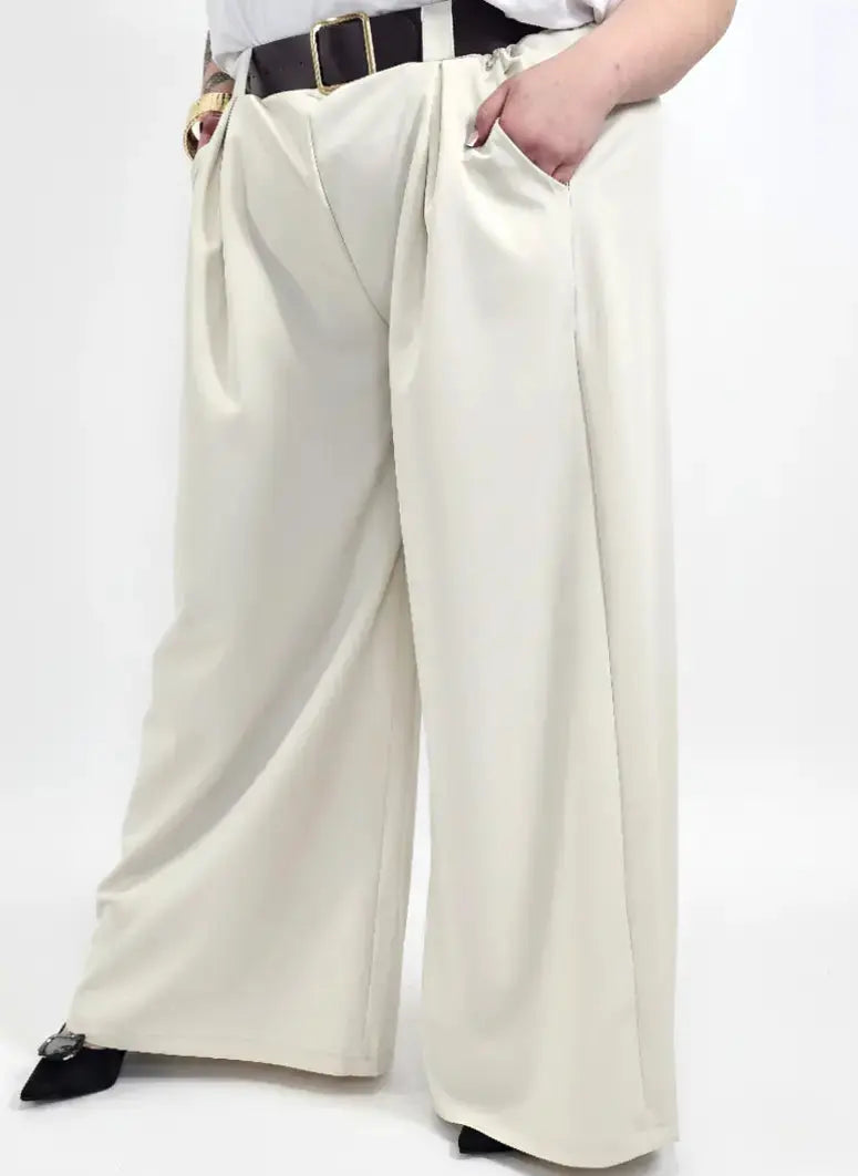 Spodnie plus size szerokie palazzo z wysokim stanem – eleganckie spodnie XXL w 3 kolorach Stylowa XL