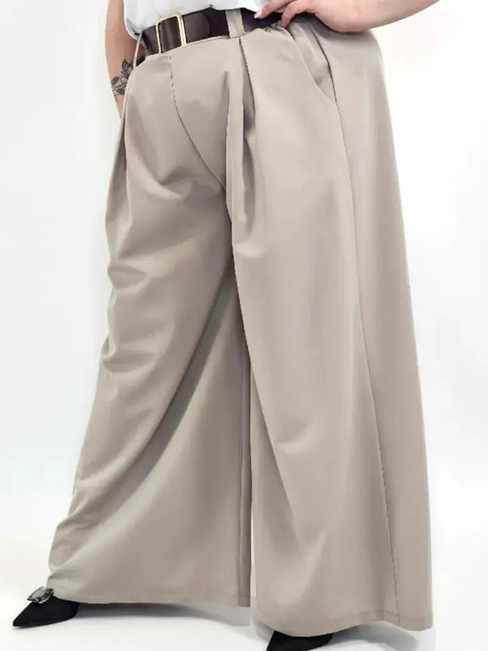 Spodnie plus size szerokie palazzo z wysokim stanem – eleganckie spodnie XXL w 3 kolorach Stylowa XL