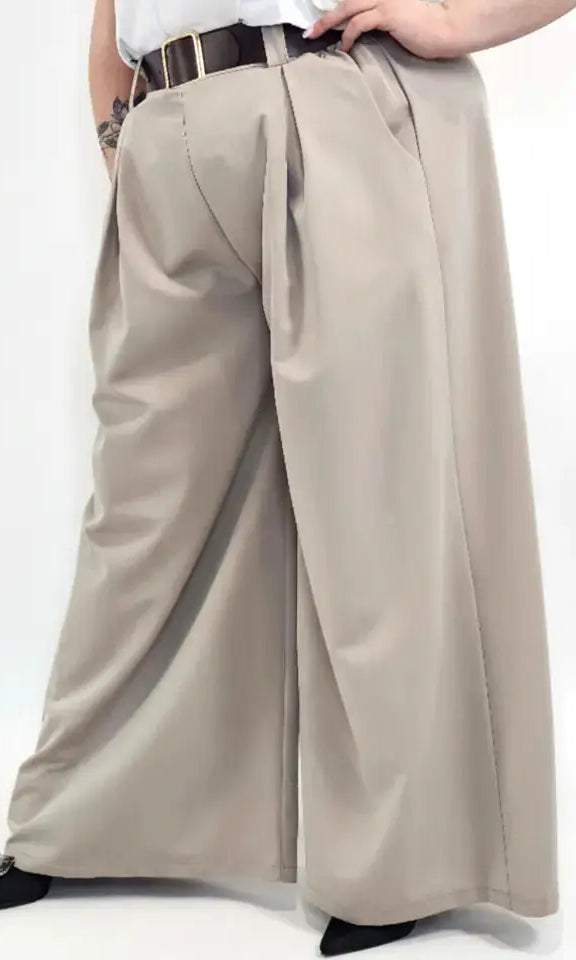 Spodnie plus size szerokie palazzo z wysokim stanem – eleganckie spodnie XXL w 3 kolorach Stylowa XL