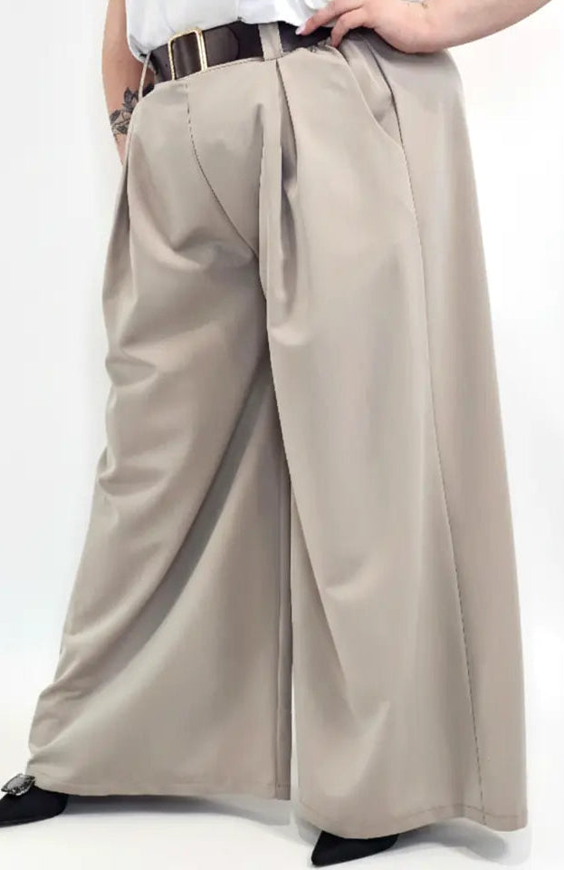 Spodnie plus size szerokie palazzo z wysokim stanem – eleganckie spodnie XXL w 3 kolorach Stylowa XL