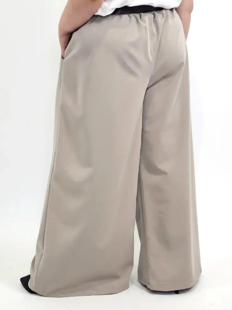Spodnie plus size szerokie palazzo z wysokim stanem – eleganckie spodnie XXL w 3 kolorach Stylowa XL