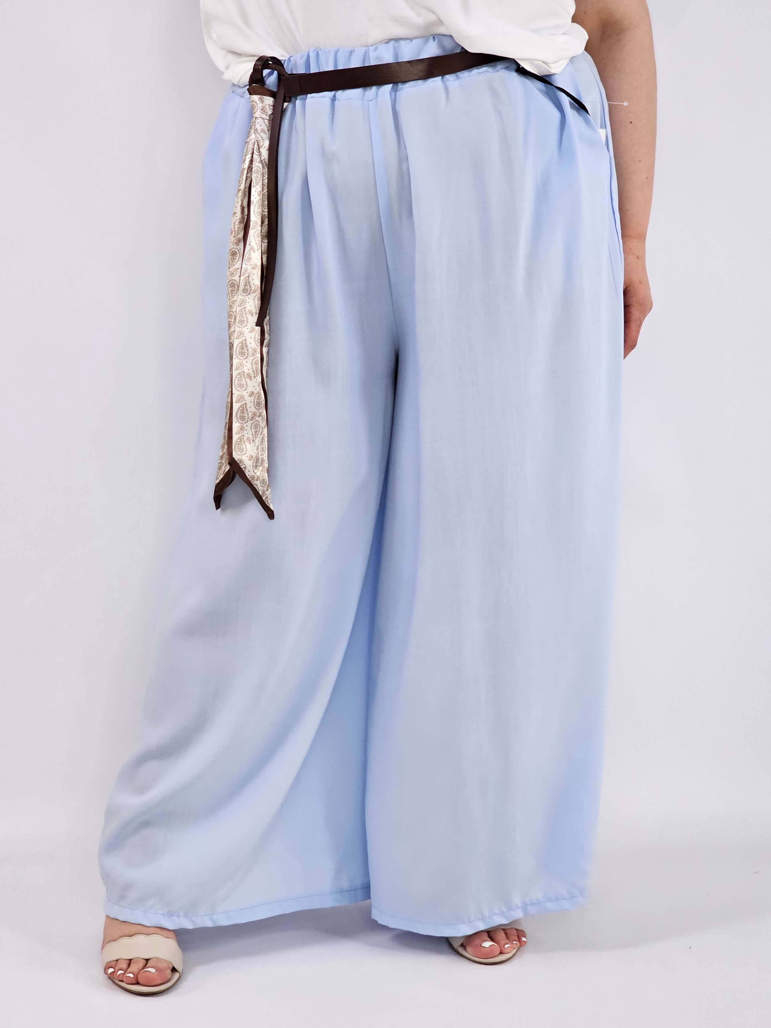 Spodnie plus size szerokie z gumką w pasie i wiązaniem XXL Stylowa XL