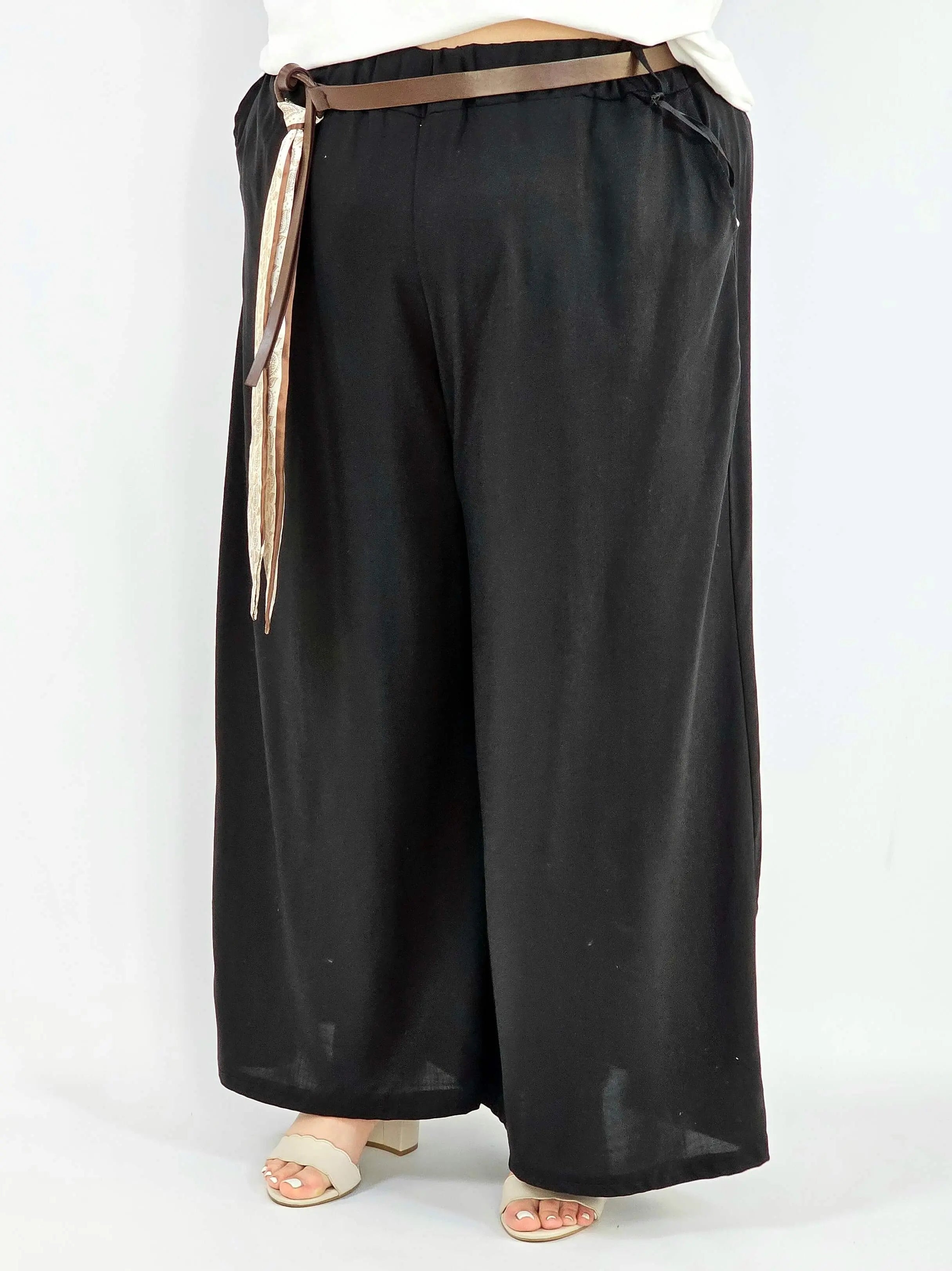 Spodnie plus size szerokie z gumką w pasie i wiązaniem XXL Stylowa XL
