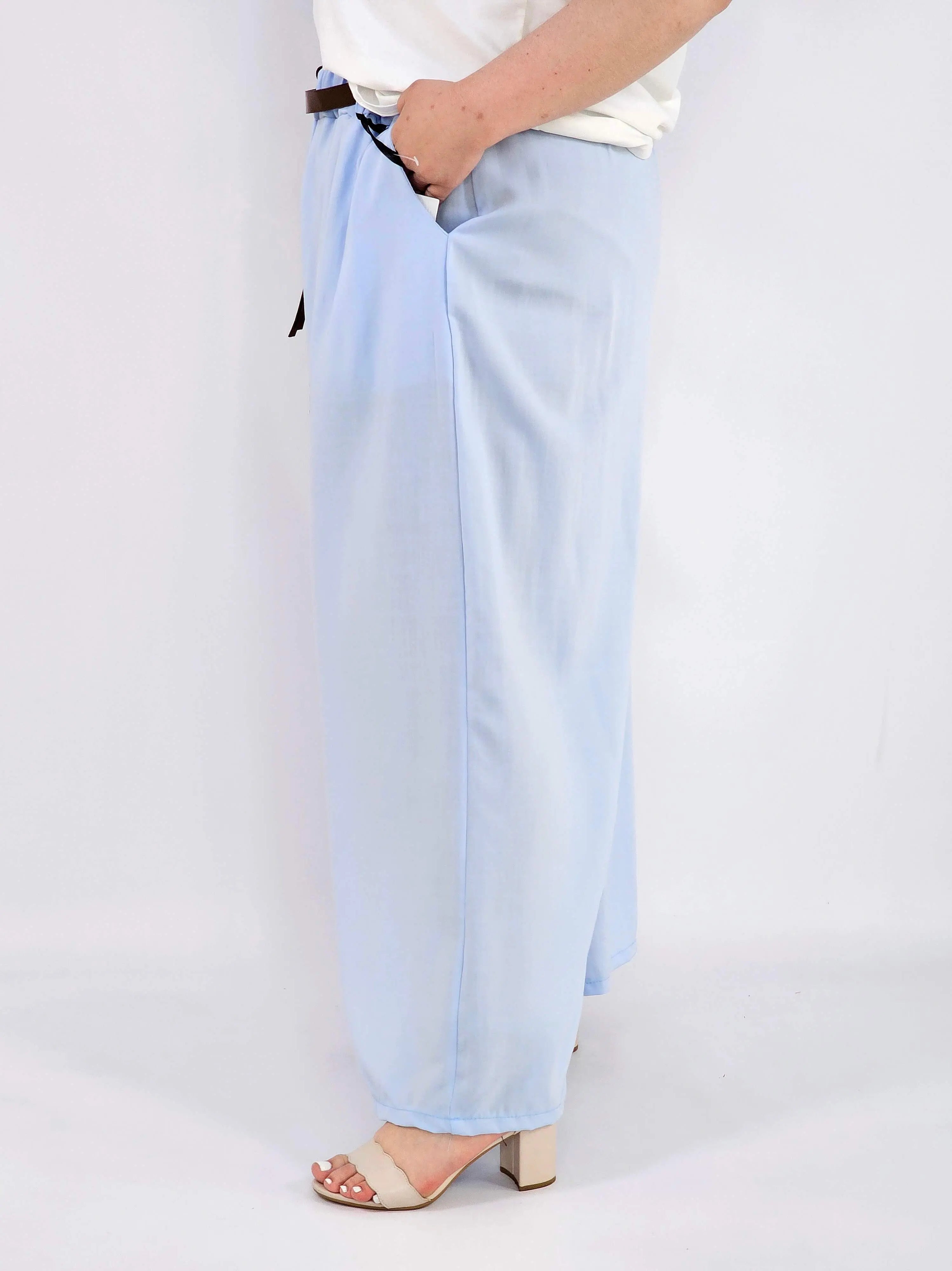 Spodnie plus size szerokie z gumką w pasie i wiązaniem XXL Stylowa XL