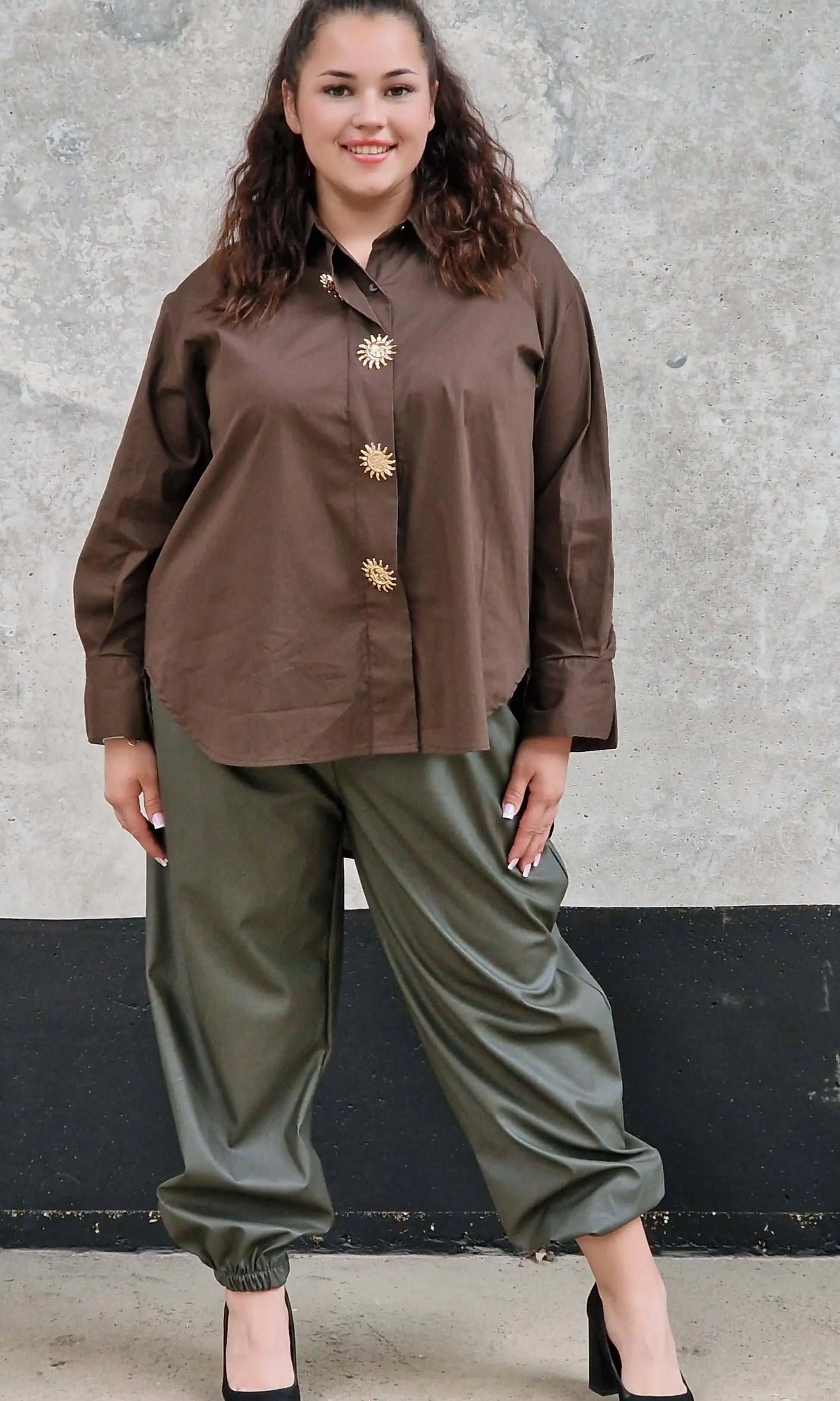 Spodnie z eko-skóry z gumką Stylowa XL