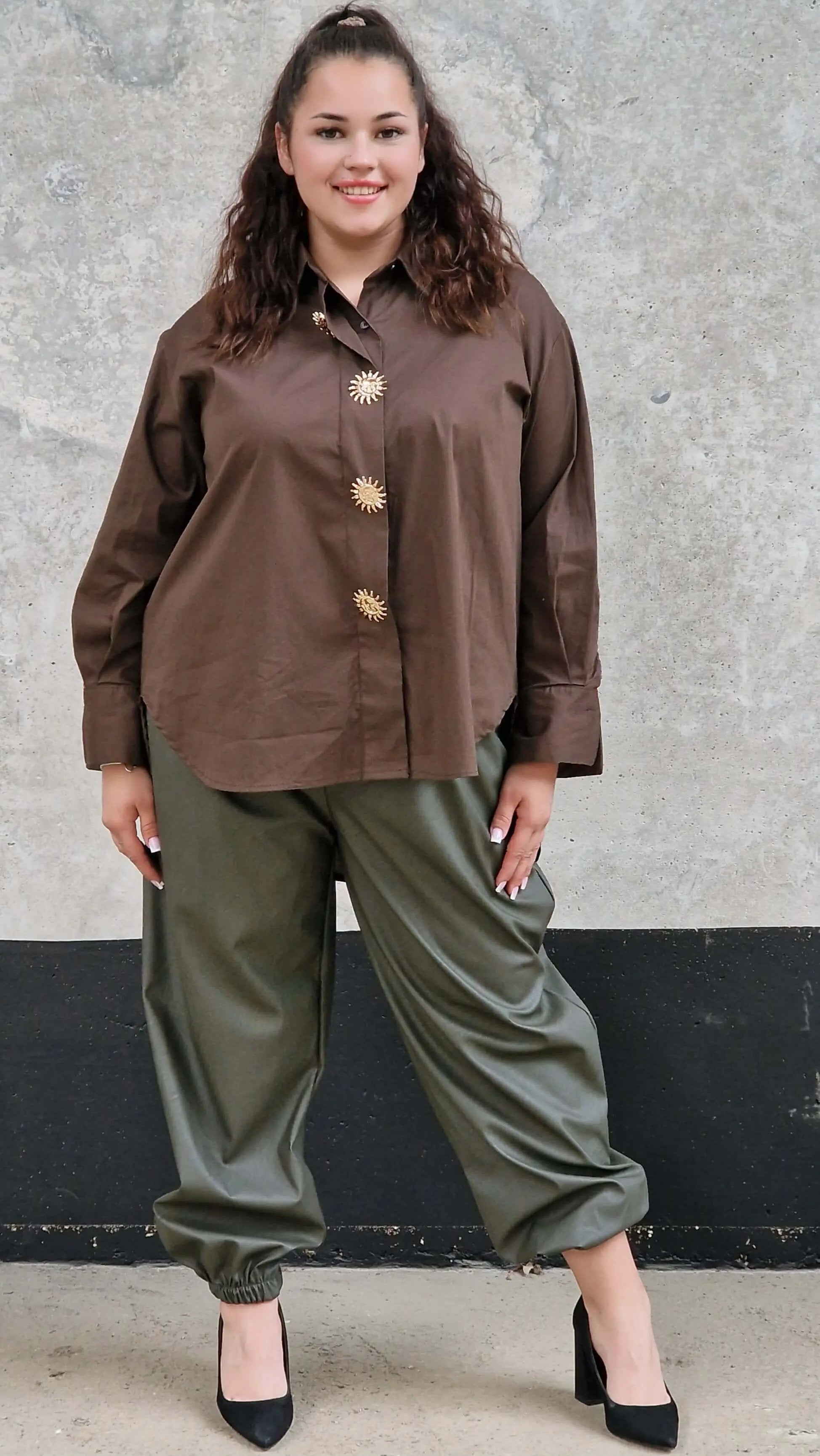 Spodnie z eko-skóry z gumką Stylowa XL