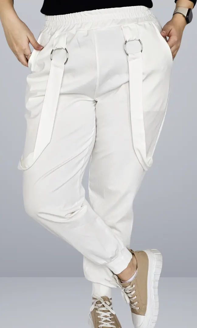 Spodnie z ozdobnymi taśmami i ringami Stylowa XL