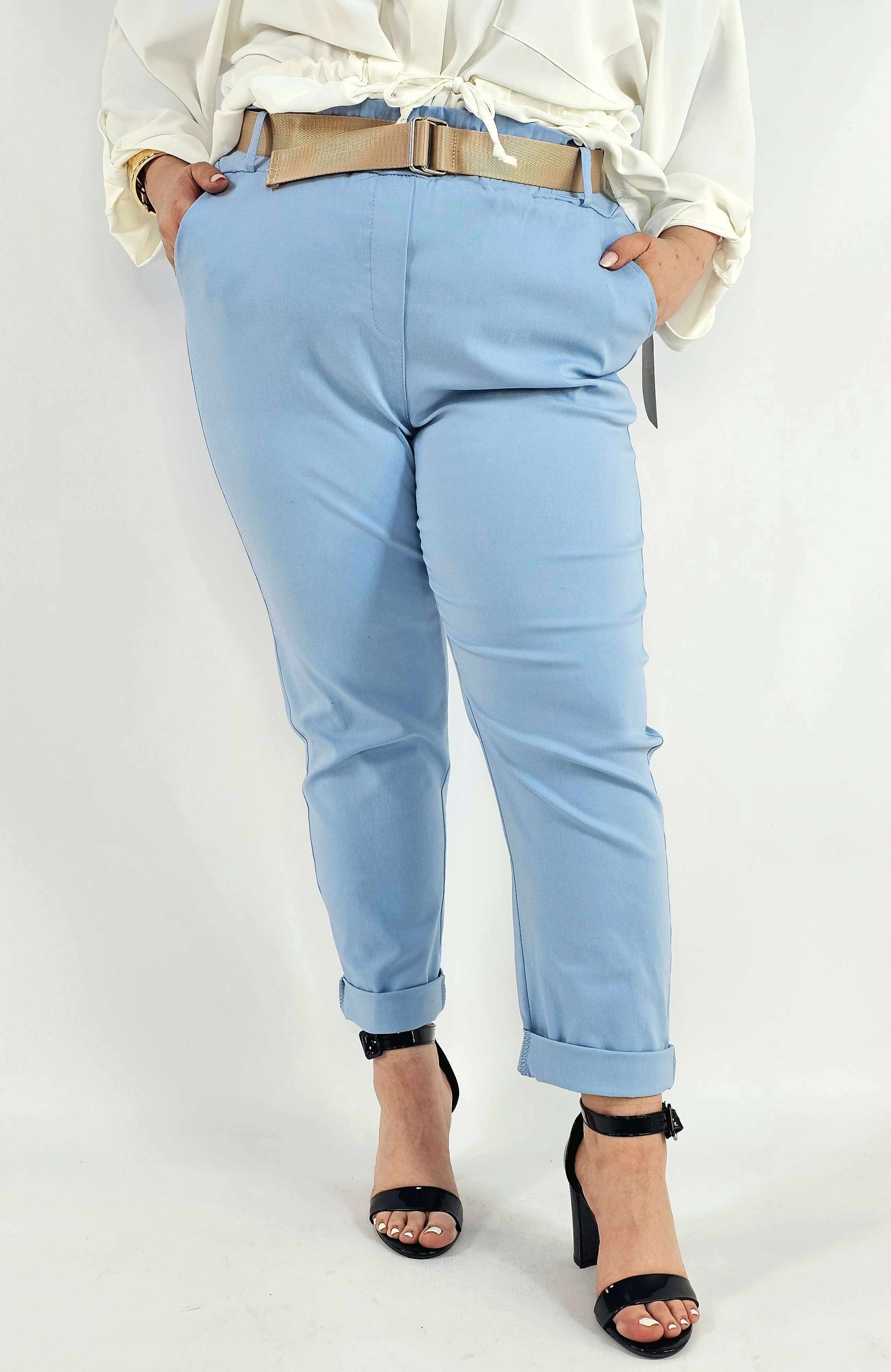 Spodnie z paskiem – eleganckie i wygodne spodnie XXL dla kobiet Stylowa XL