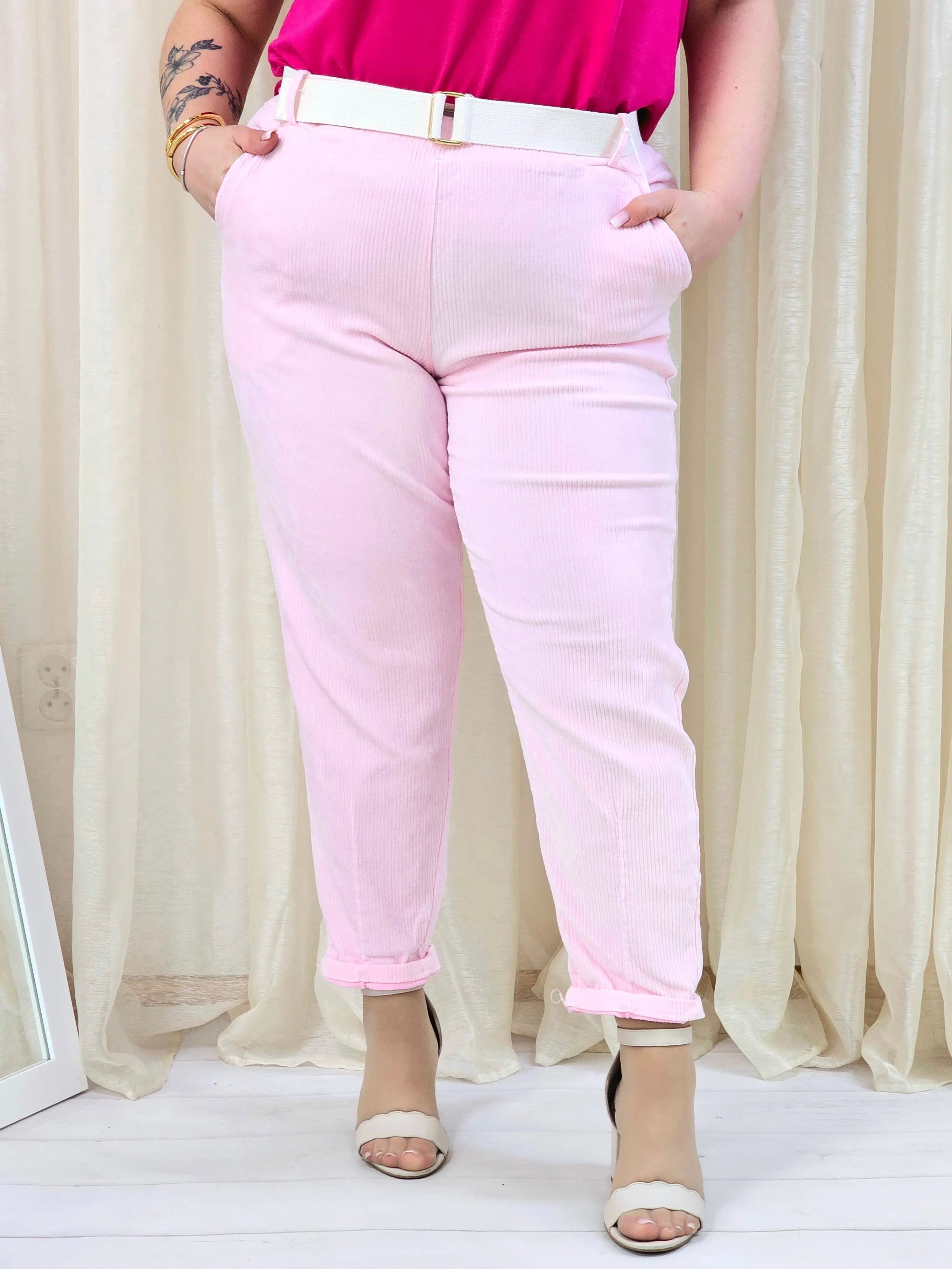 Stylowe i wygodne spodnie z cienkiego sztruksu - LIVANS Stylowa XL