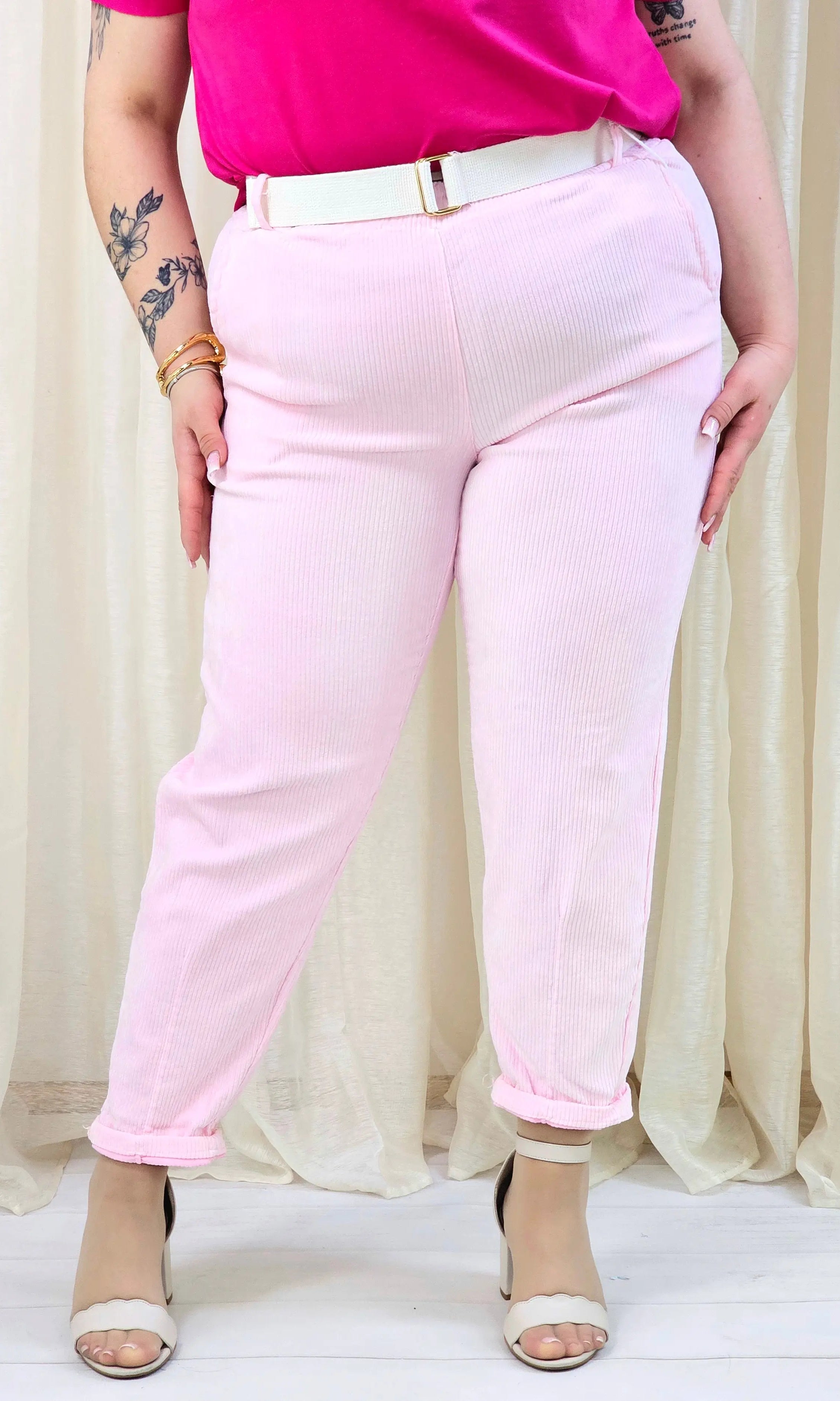 Stylowe i wygodne spodnie z cienkiego sztruksu - LIVANS Stylowa XL