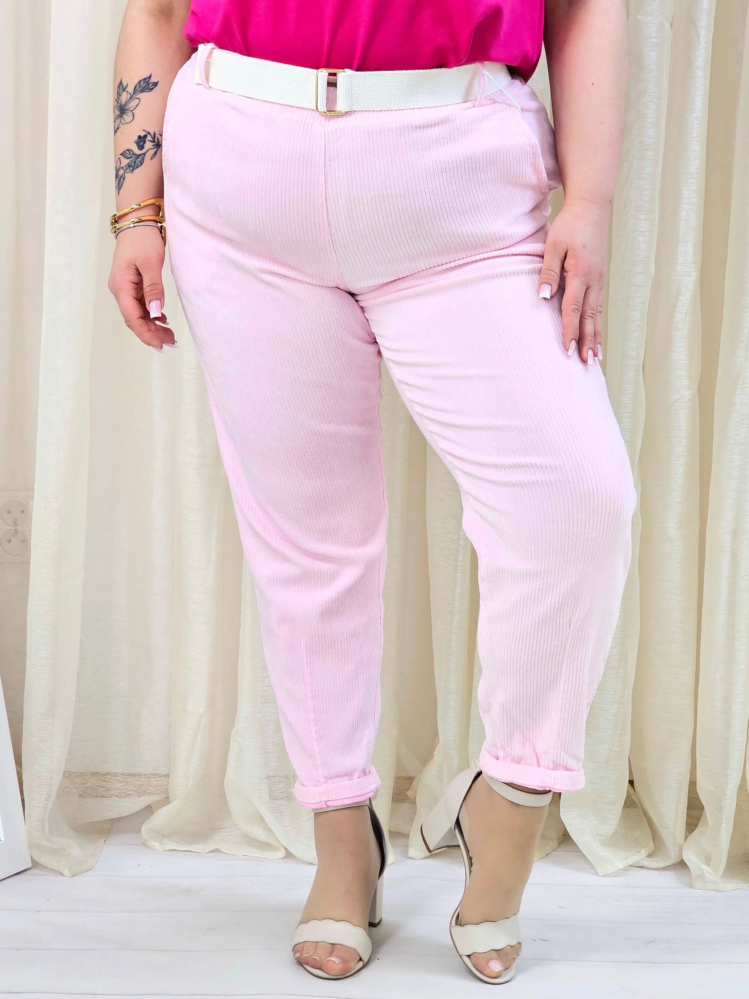 Stylowe i wygodne spodnie z cienkiego sztruksu - LIVANS Stylowa XL