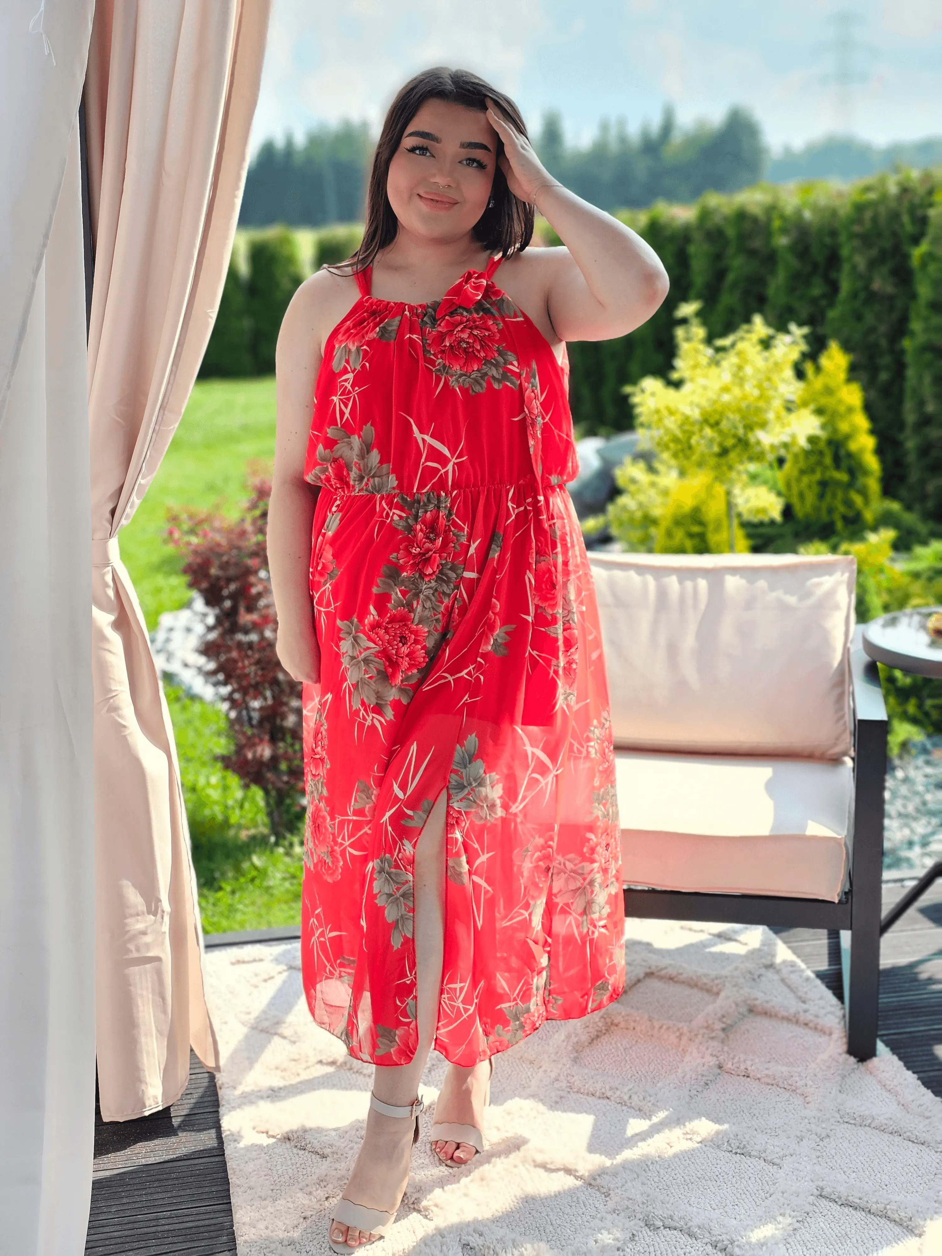 Sukienka Maxi w Kwiaty Stylowa XL