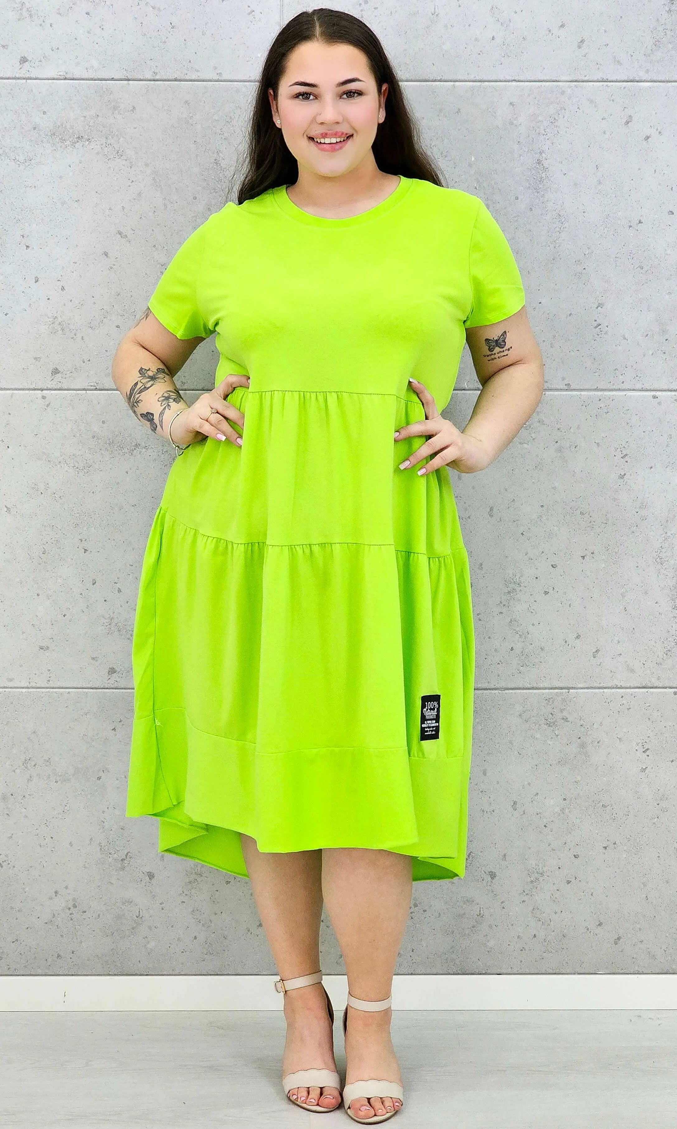 Sukienka Midi z Krótkim Rękawem Stylowa XL