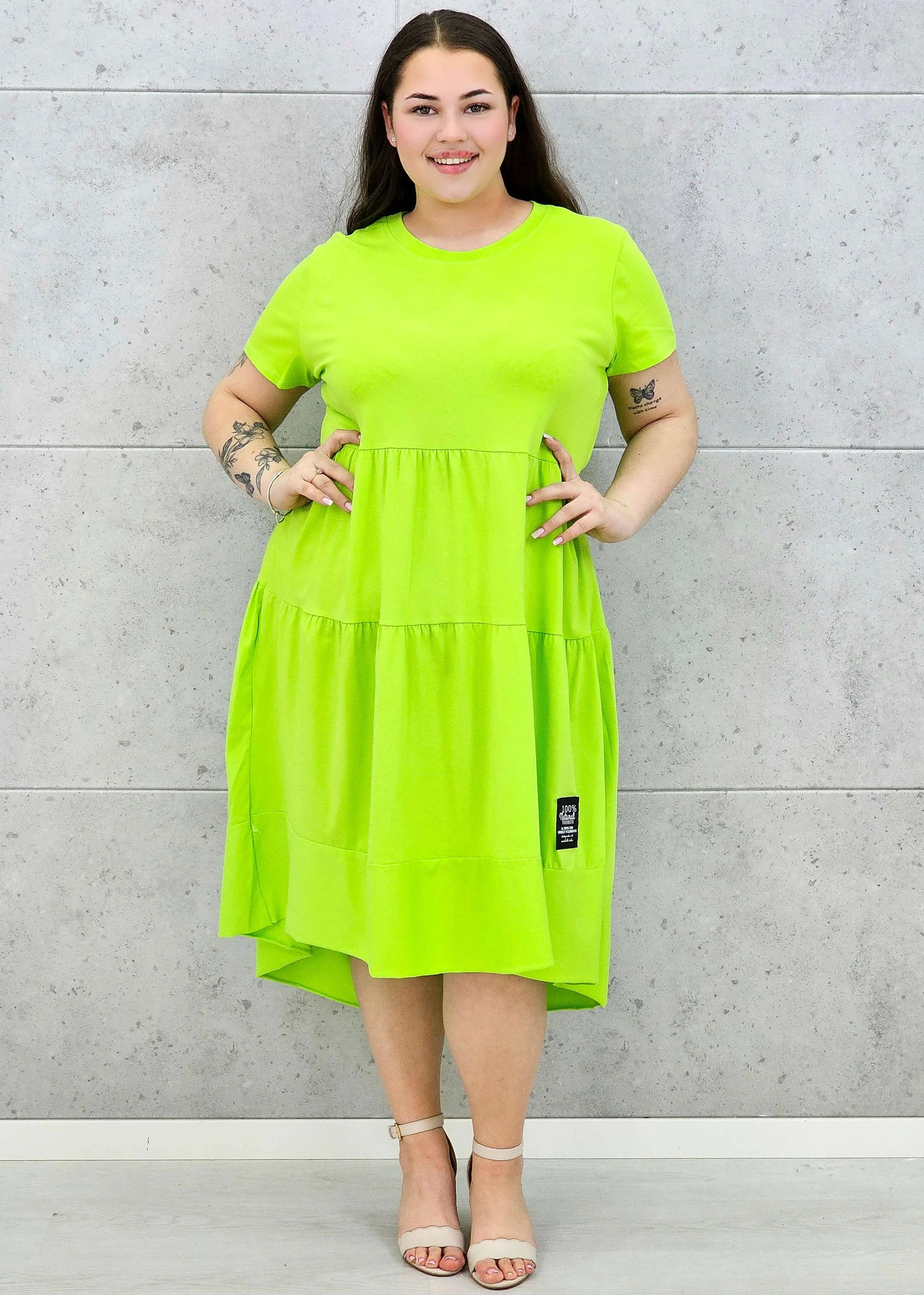 Sukienka Midi z Krótkim Rękawem Stylowa XL