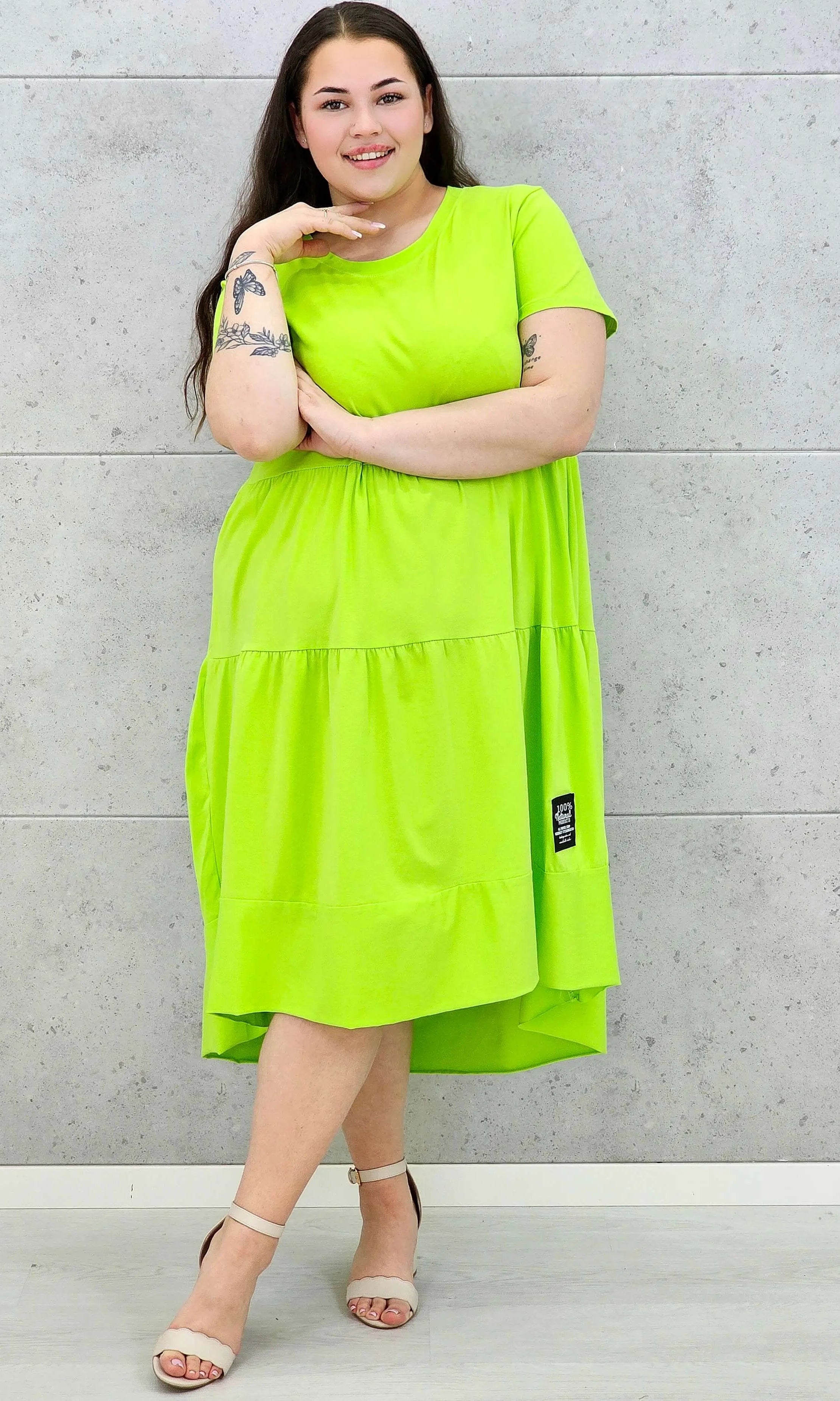 Sukienka Midi z Krótkim Rękawem Stylowa XL