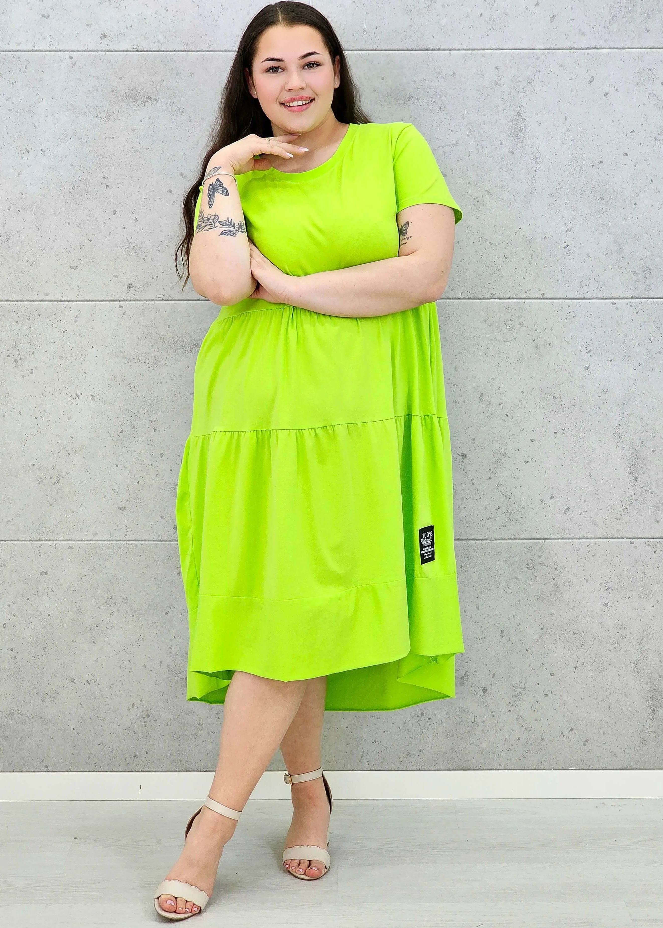 Sukienka Midi z Krótkim Rękawem Stylowa XL