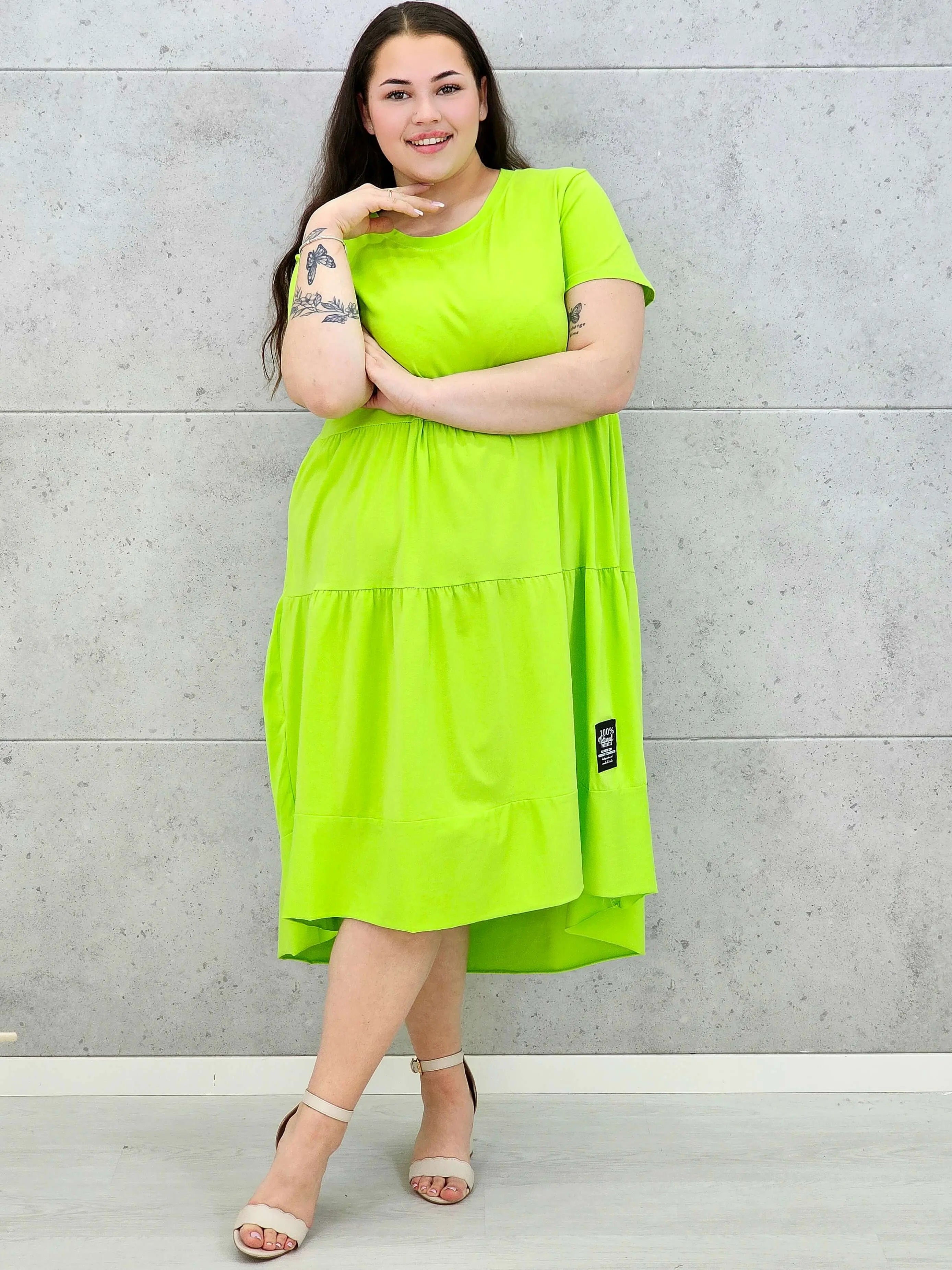 Sukienka Midi z Krótkim Rękawem Stylowa XL