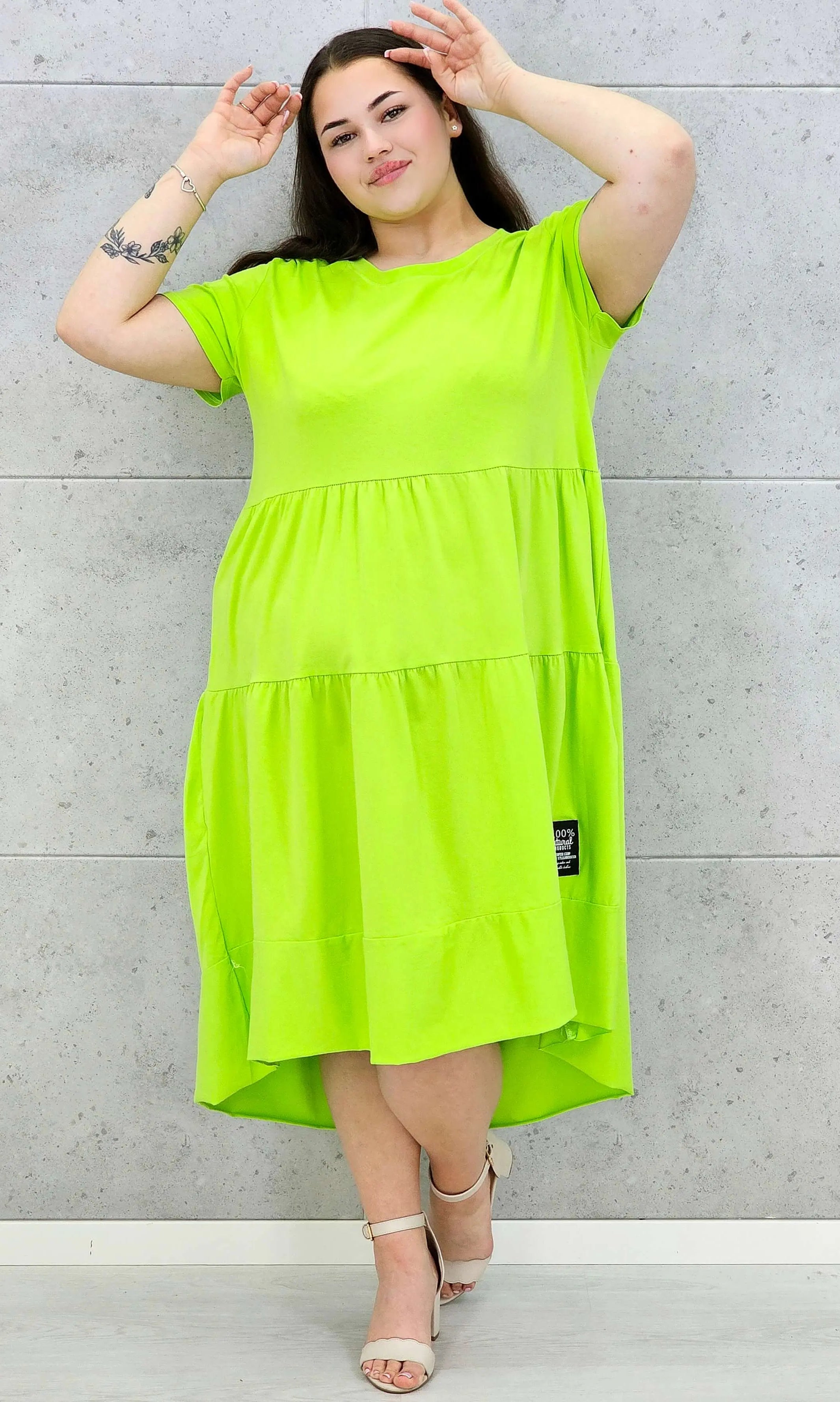 Sukienka Midi z Krótkim Rękawem Stylowa XL